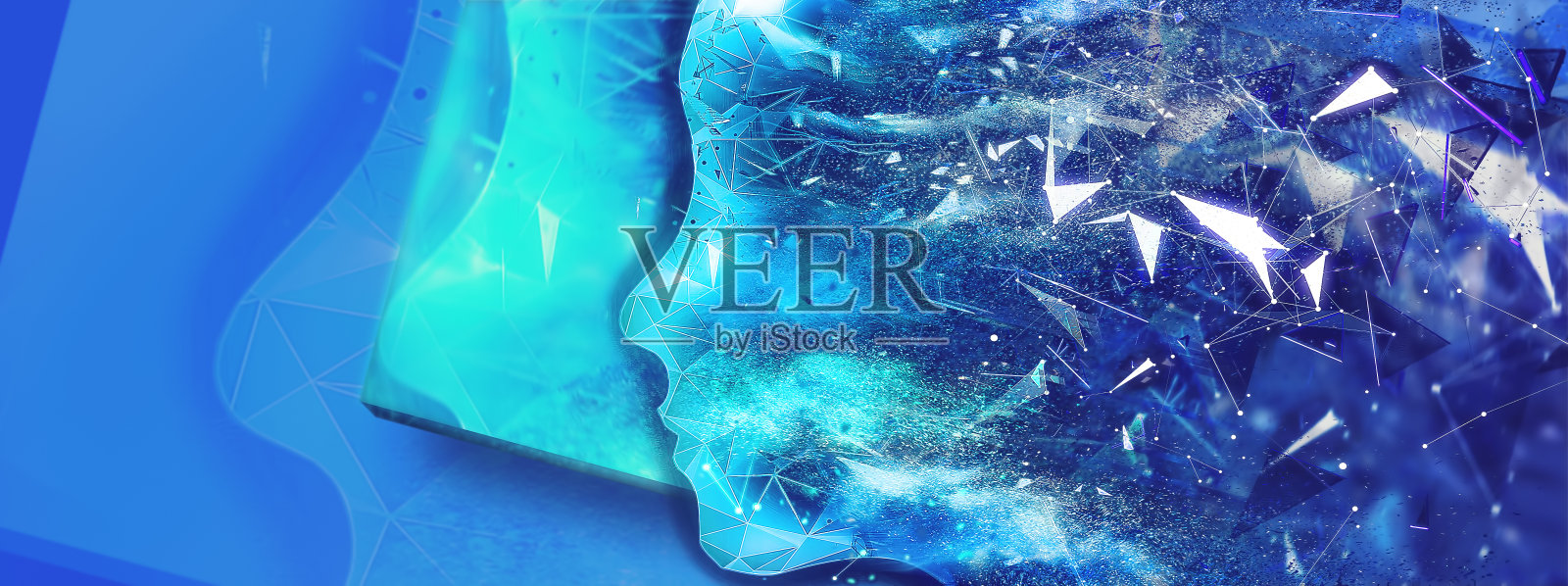 一个人的几何轮廓具有科学技术的概念照片摄影图片