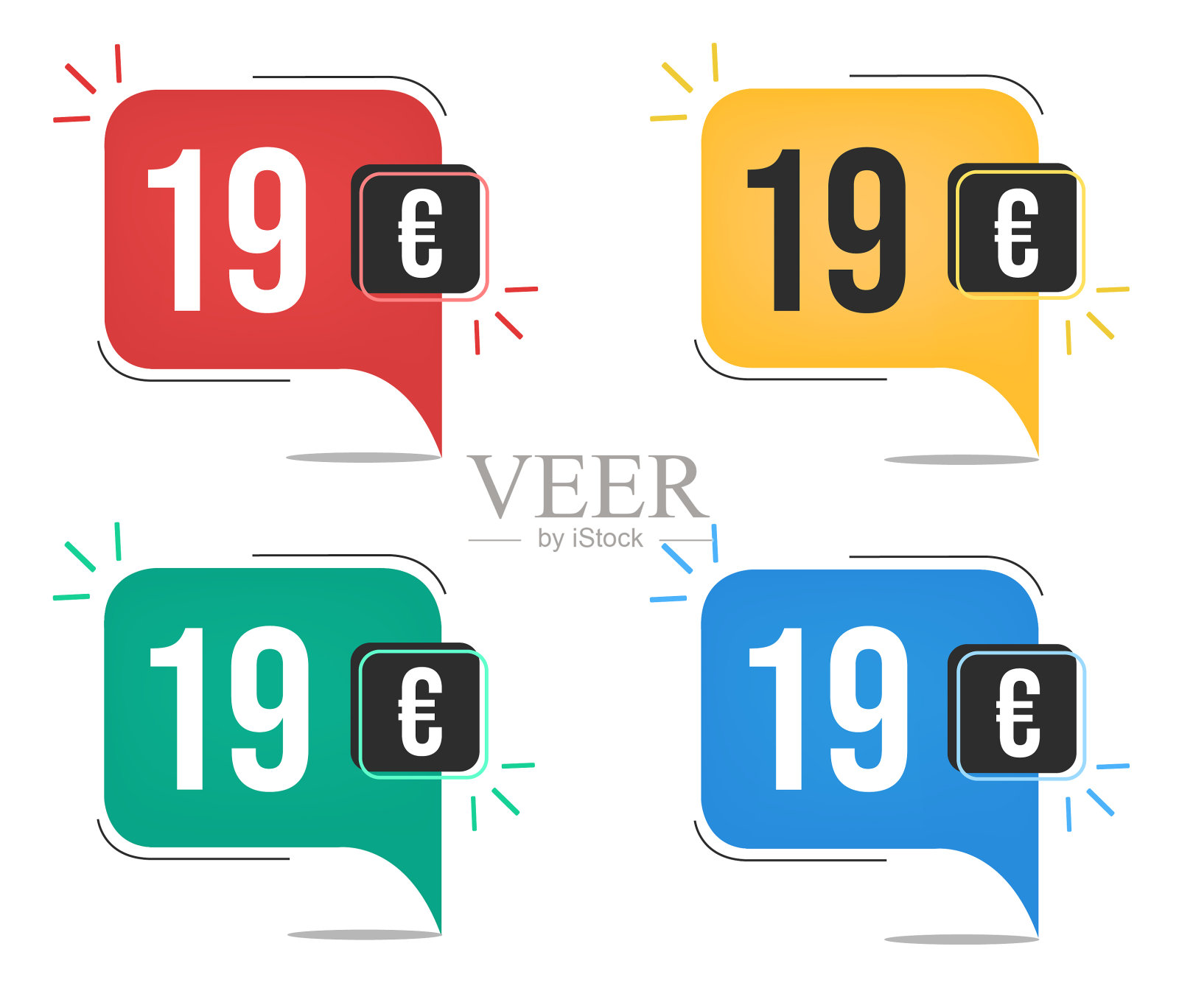 19欧元的价格标签五颜六色插画图片素材