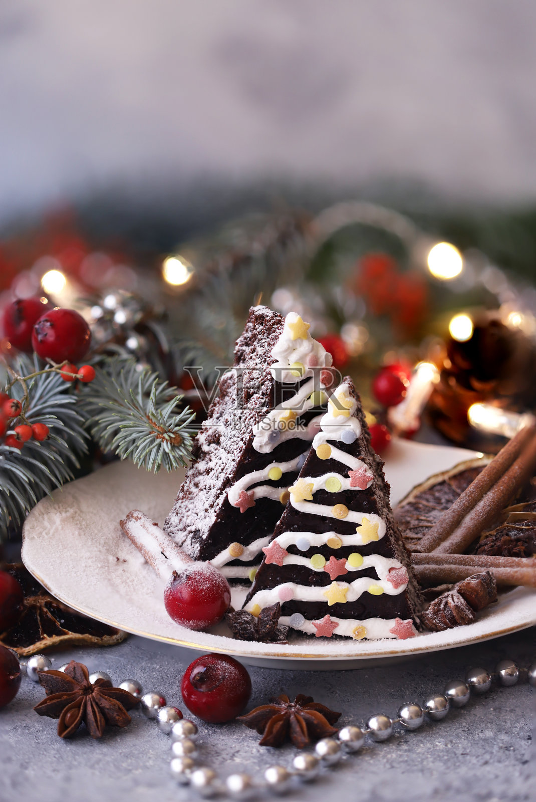 圣诞节布朗尼树照片摄影图片