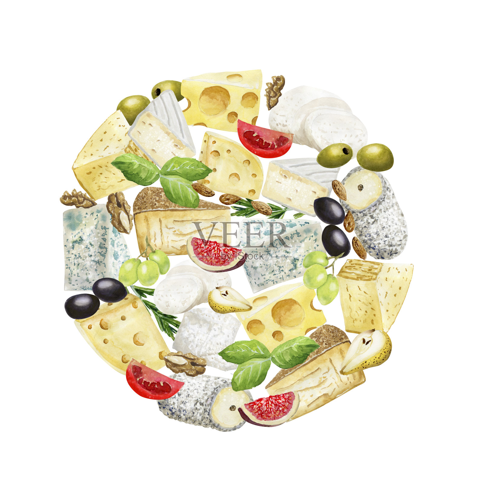 水彩奶酪圈插画图片素材