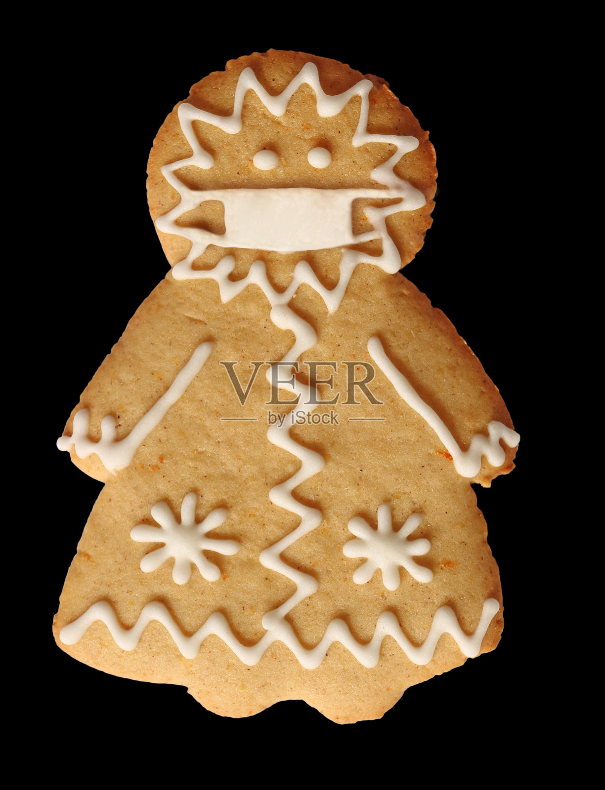 圣诞饼干小矮人戴着医用面具照片摄影图片