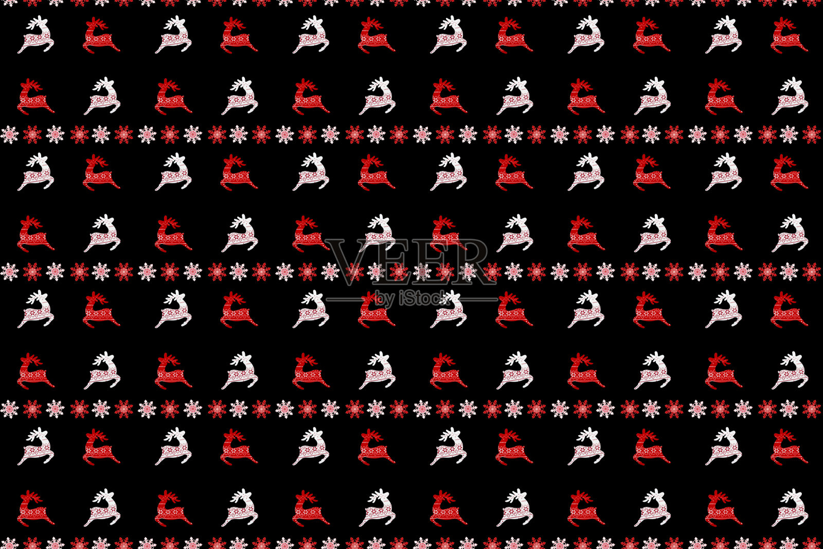 圣诞，几何无缝图案，雪花，圣诞老人驯鹿照片摄影图片