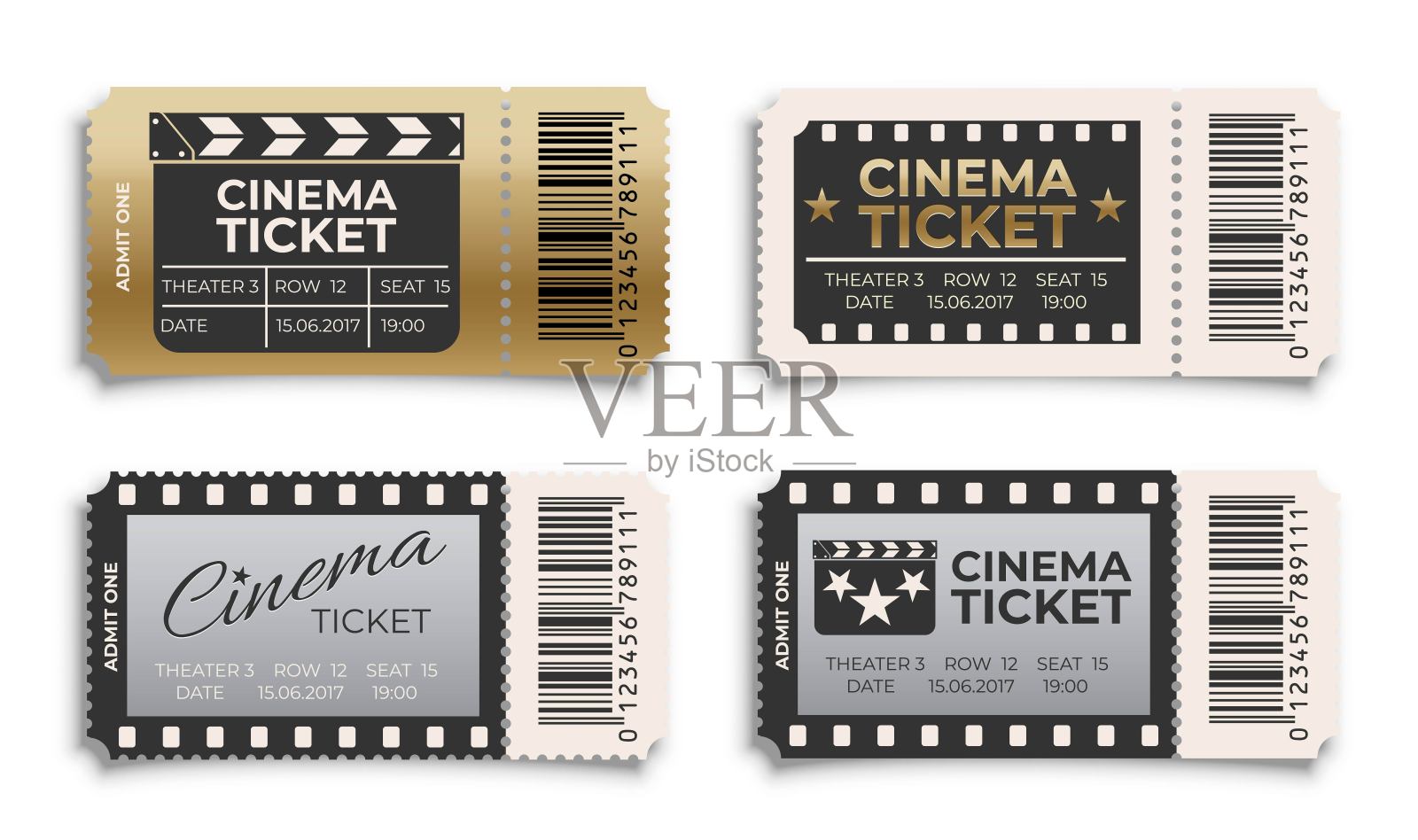 电影布景的电影票。复古复古的入场券。电影影院行业概念矢量插图。娱乐和现代行为艺术。卡档案设计设计模板素材