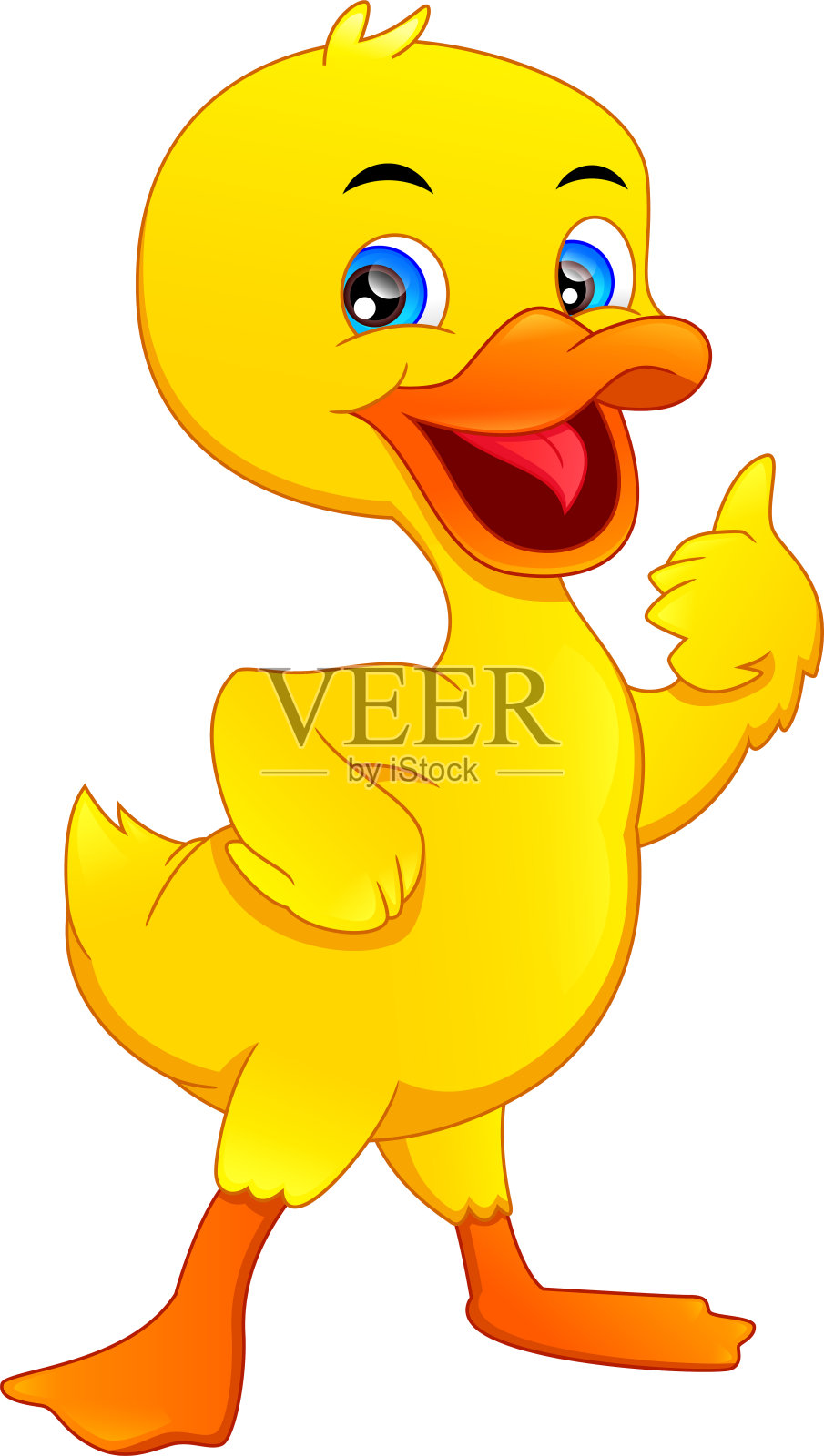 可爱的小鸭子竖起大拇指设计元素图片