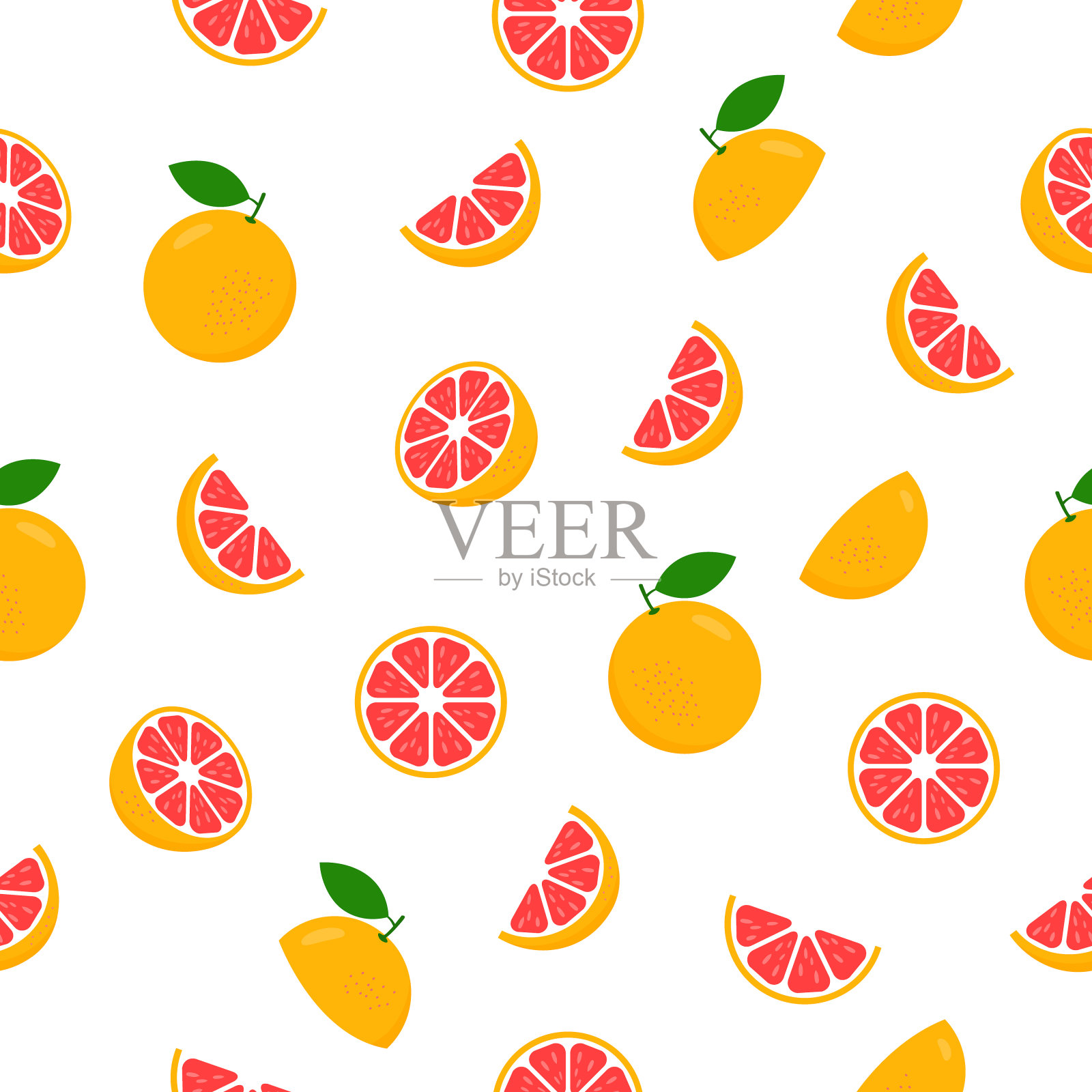 鲜葡萄柚无缝背景。设计元素图片