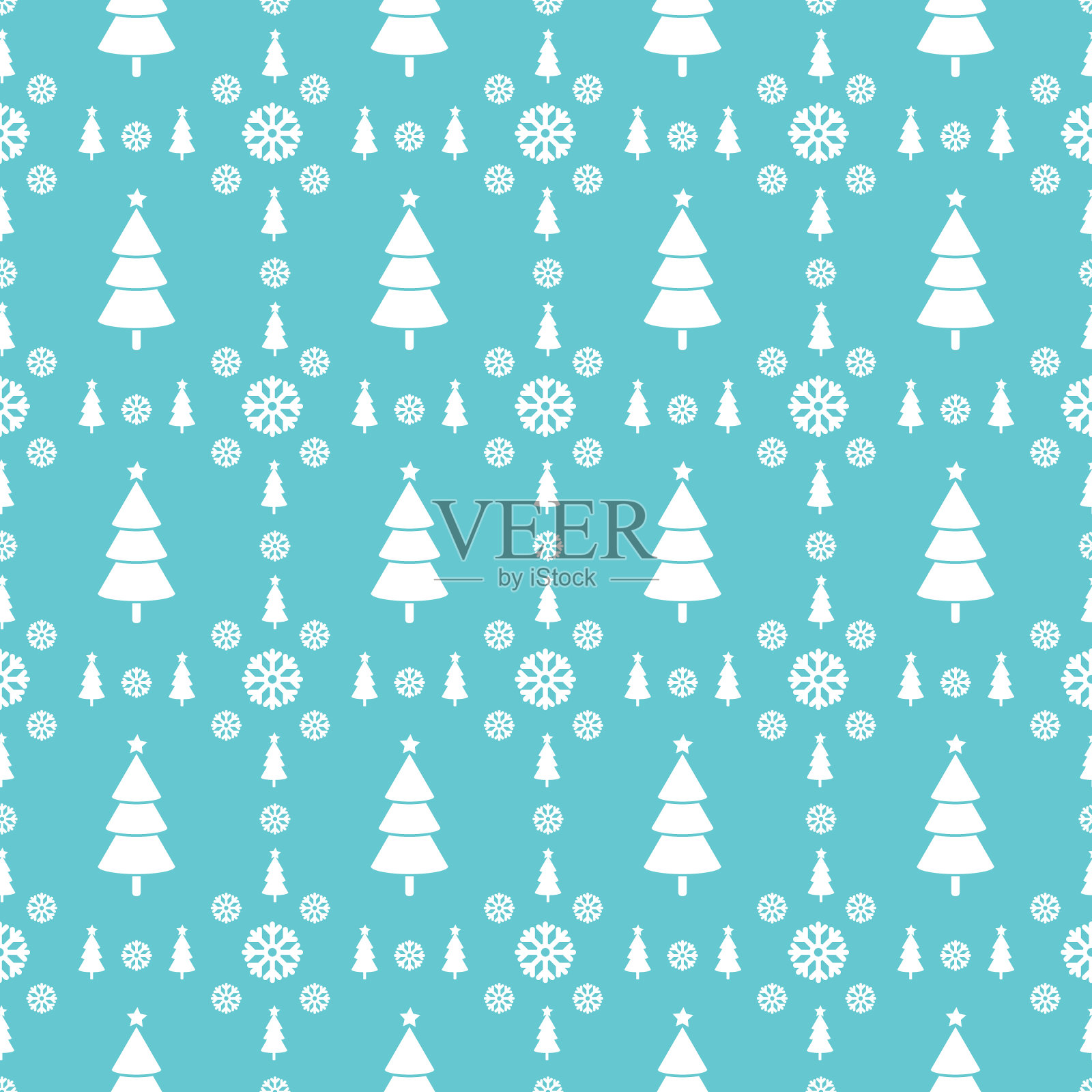 图案与图片的雪花和圣诞树。插画图片素材