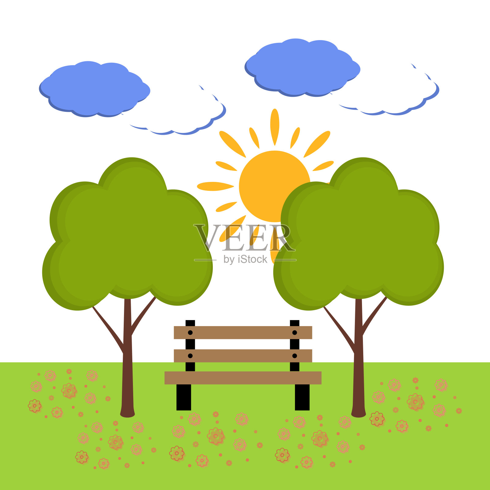 夏季城市公园，设计，景观。矢量插图。插画图片素材