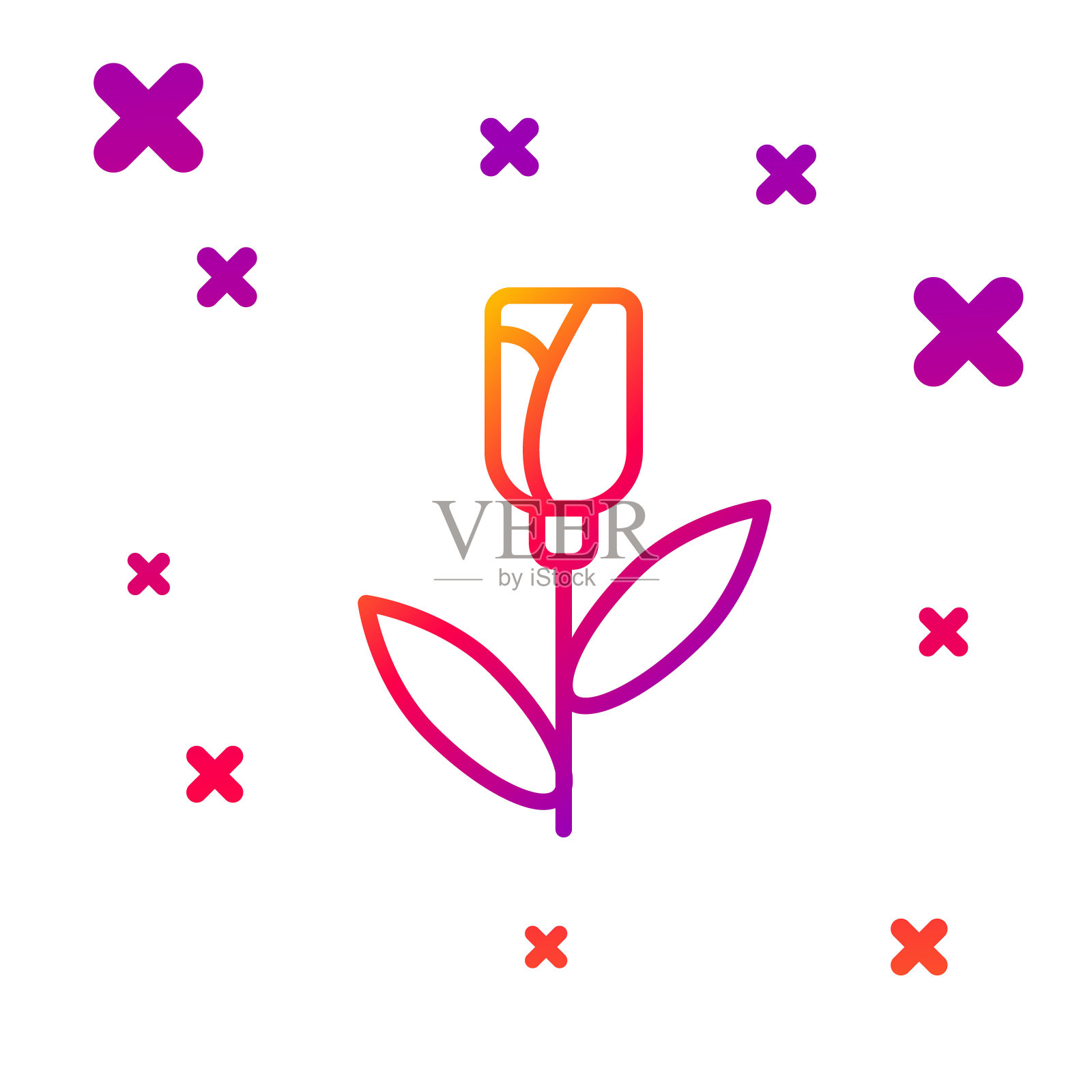 颜色线花玫瑰图标孤立在白色背景。梯度随机动态形状。向量插画图片素材