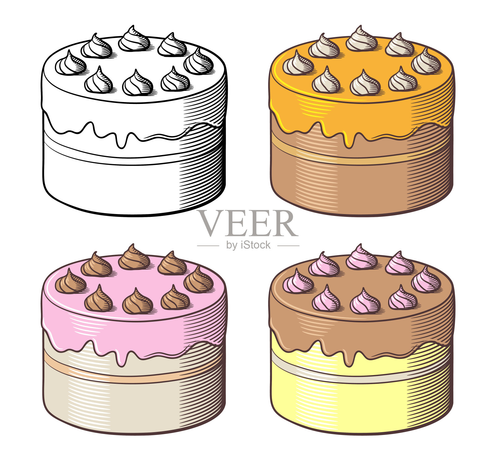 用奶油装饰的甜蜜美味的蛋糕设计元素图片