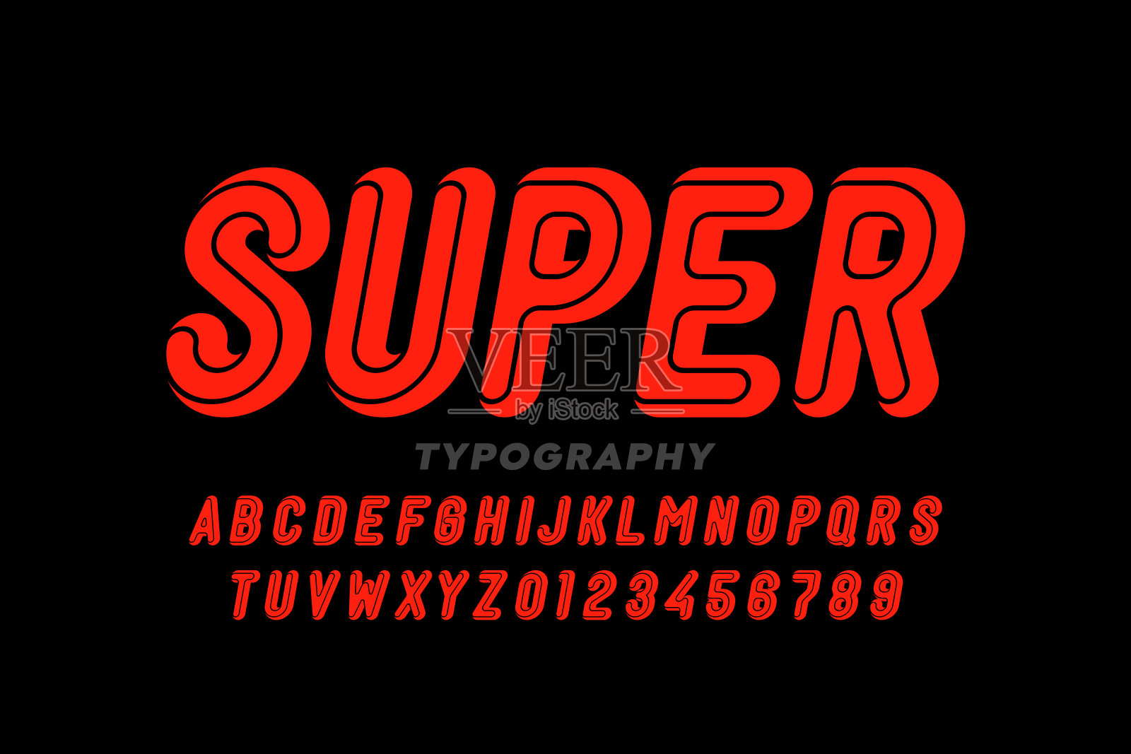 漫画超人风格的字体插画图片素材