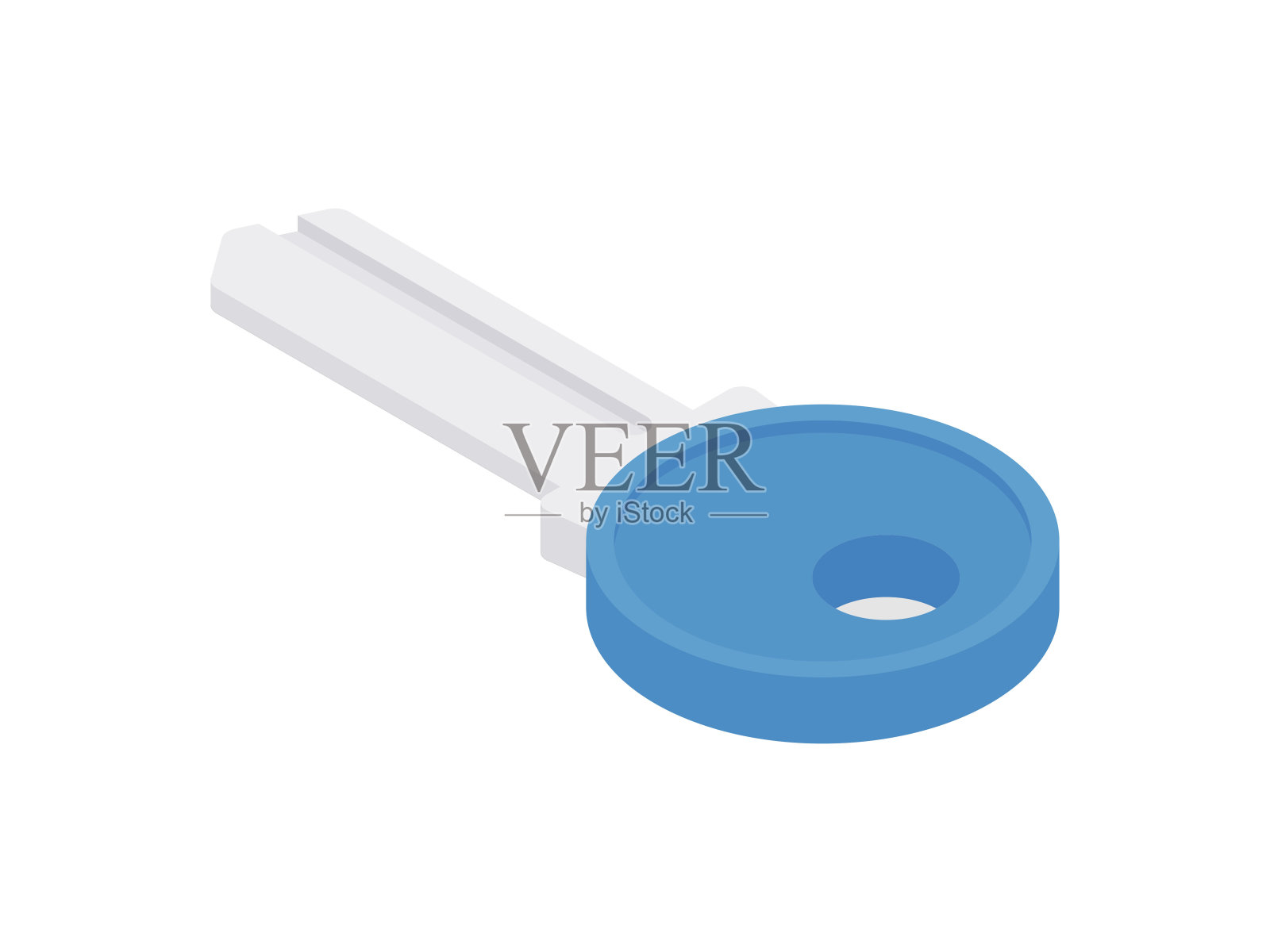 隔离的蓝色和灰色金属门钥匙设计元素图片