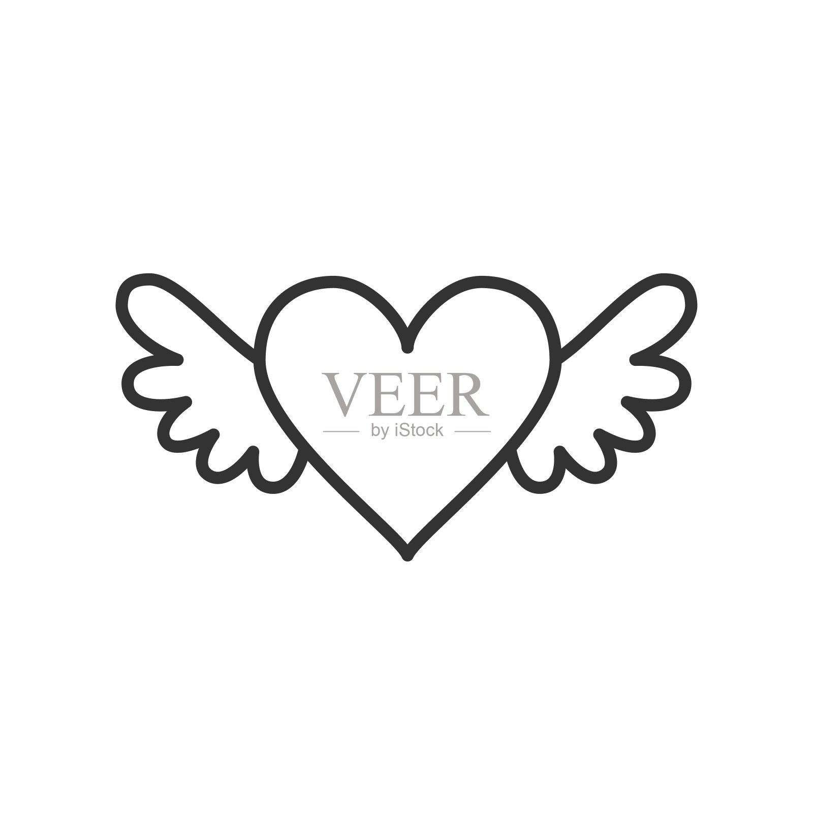 飞翔的心与翅膀的图标。孤立的矢量图插画图片素材