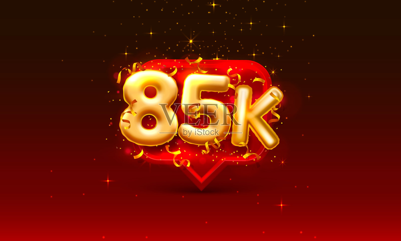 谢谢关注者们，85000在线社交群，庆祝横幅快乐，矢量插画图片素材