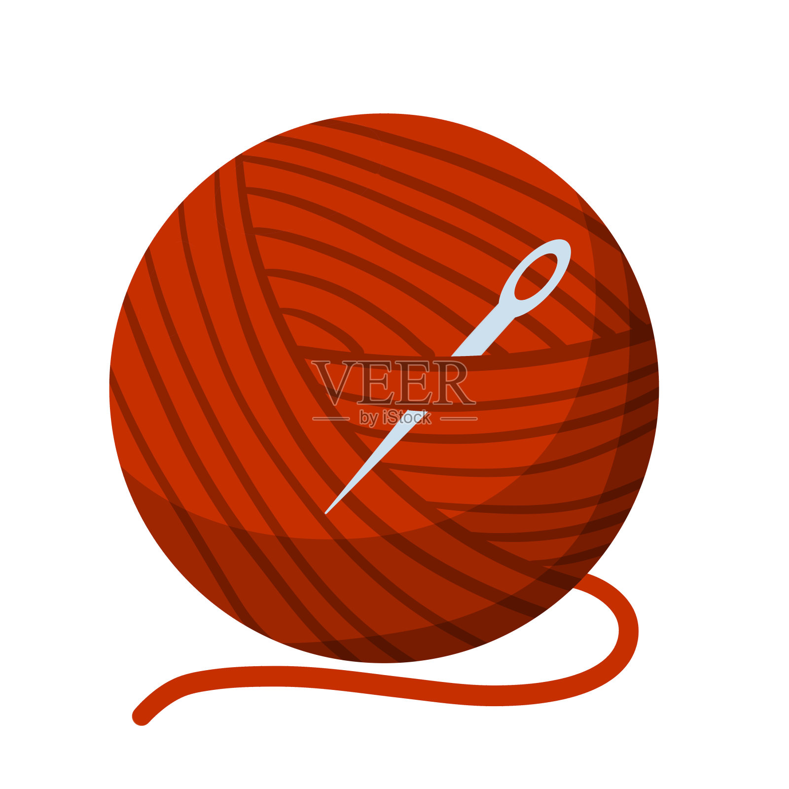 红线团。刺绣和针。工艺品和爱好。插画图片素材