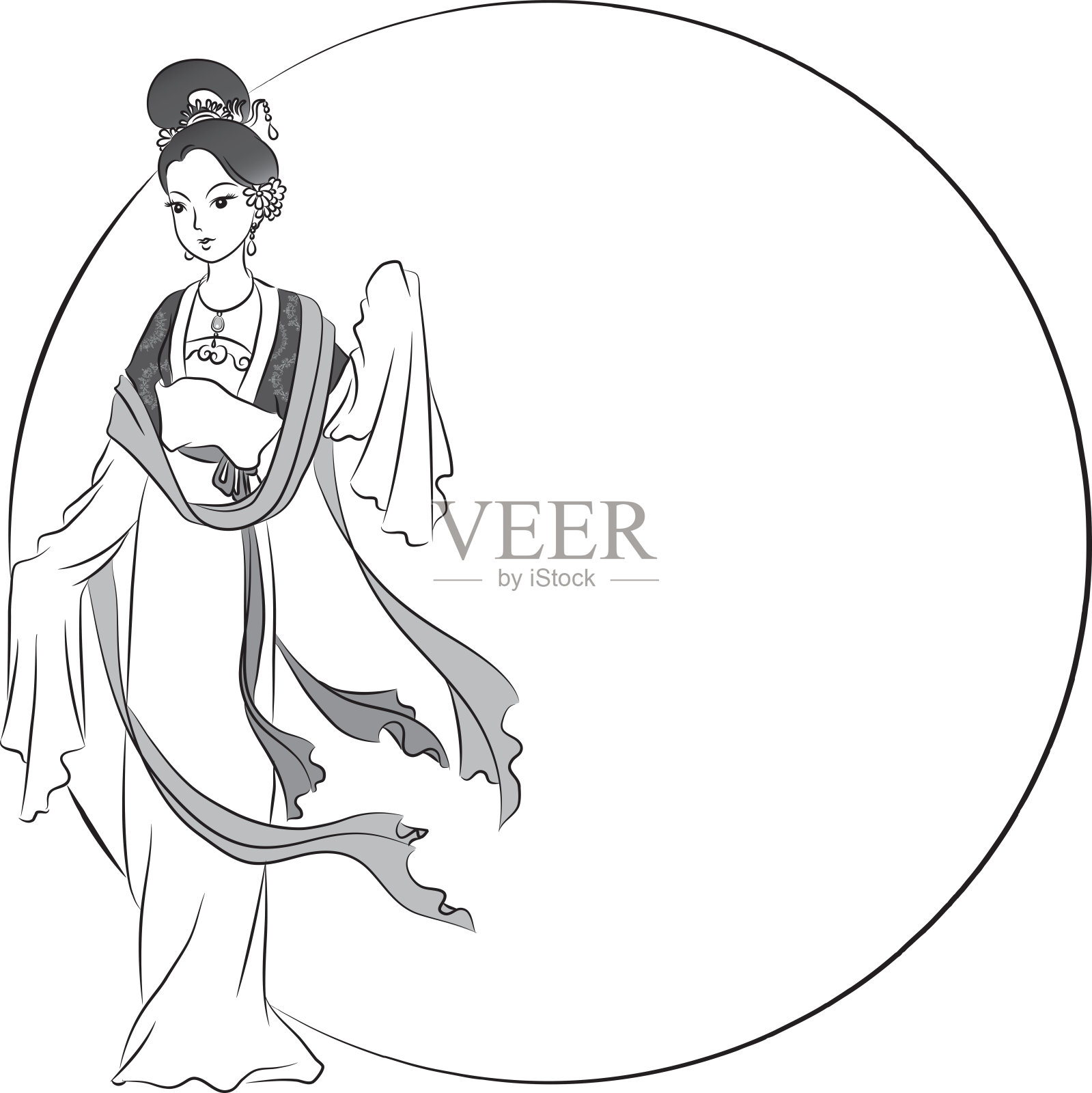 中秋节的仙女插画图片素材