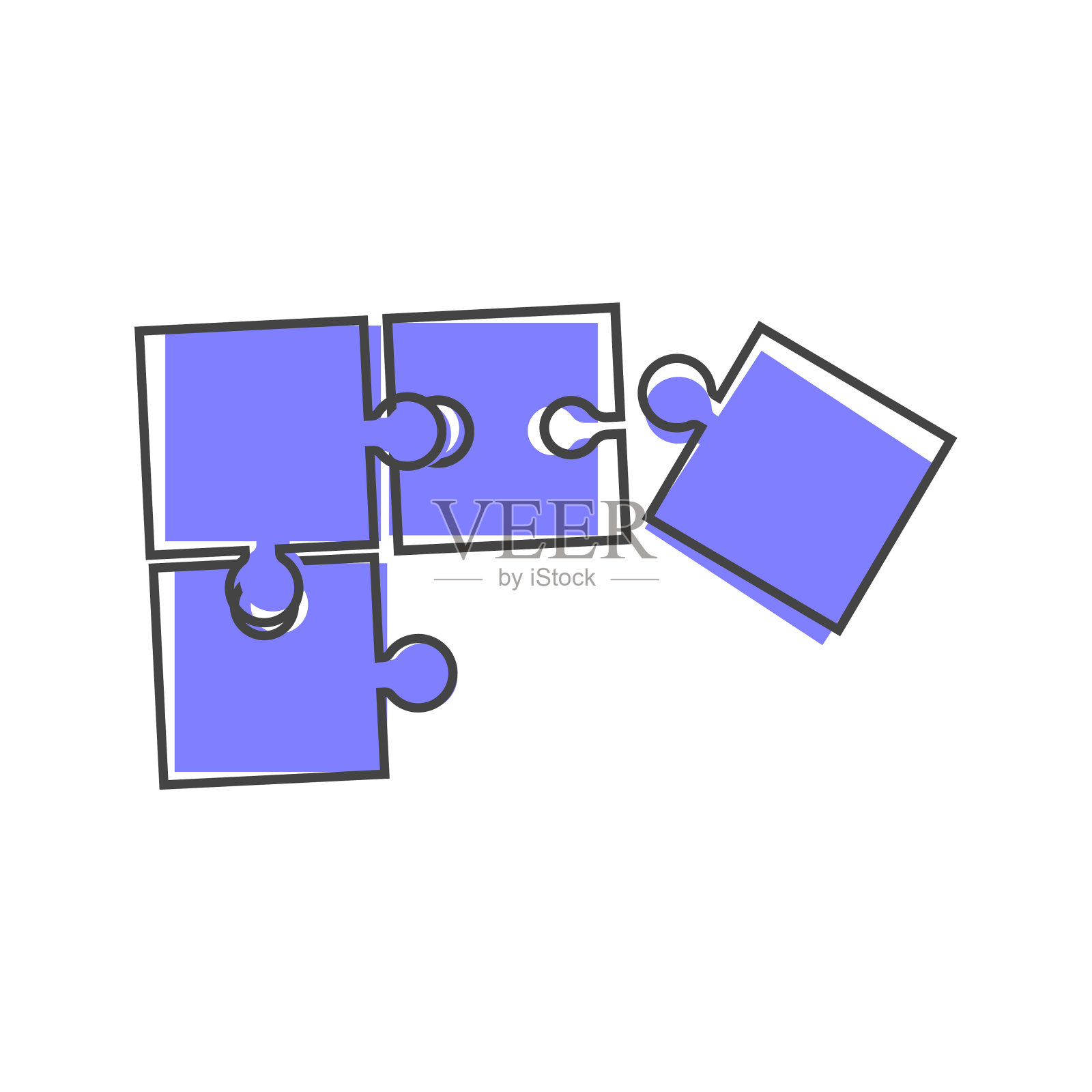 矢量拼图图标卡通风格的白色孤立背景。插画图片素材