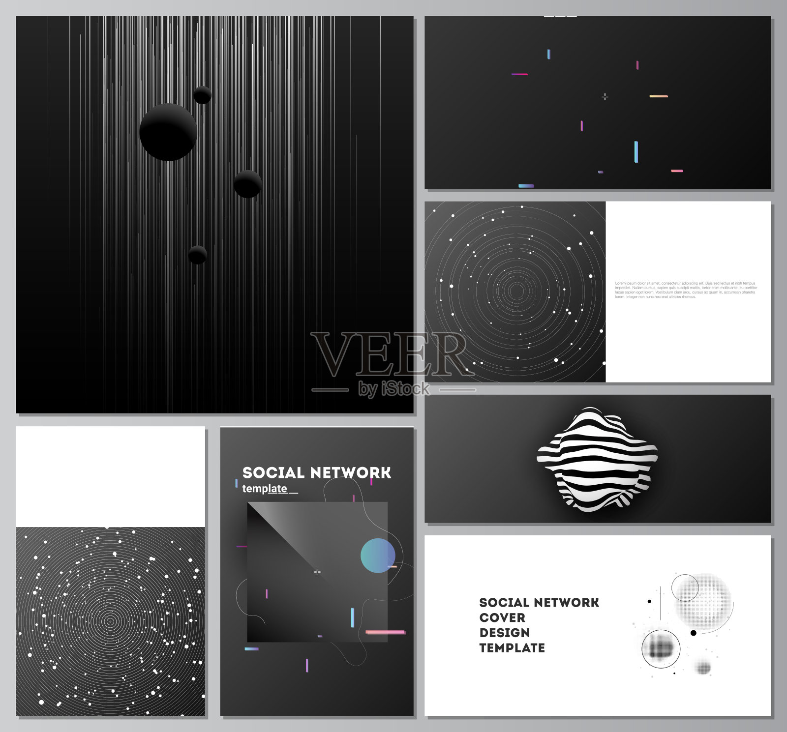 矢量布局的现代社会网络模型在流行格式的封面设计，网站设计，网站背景或广告模型。科技未来背景，空间天文学概念插画图片素材