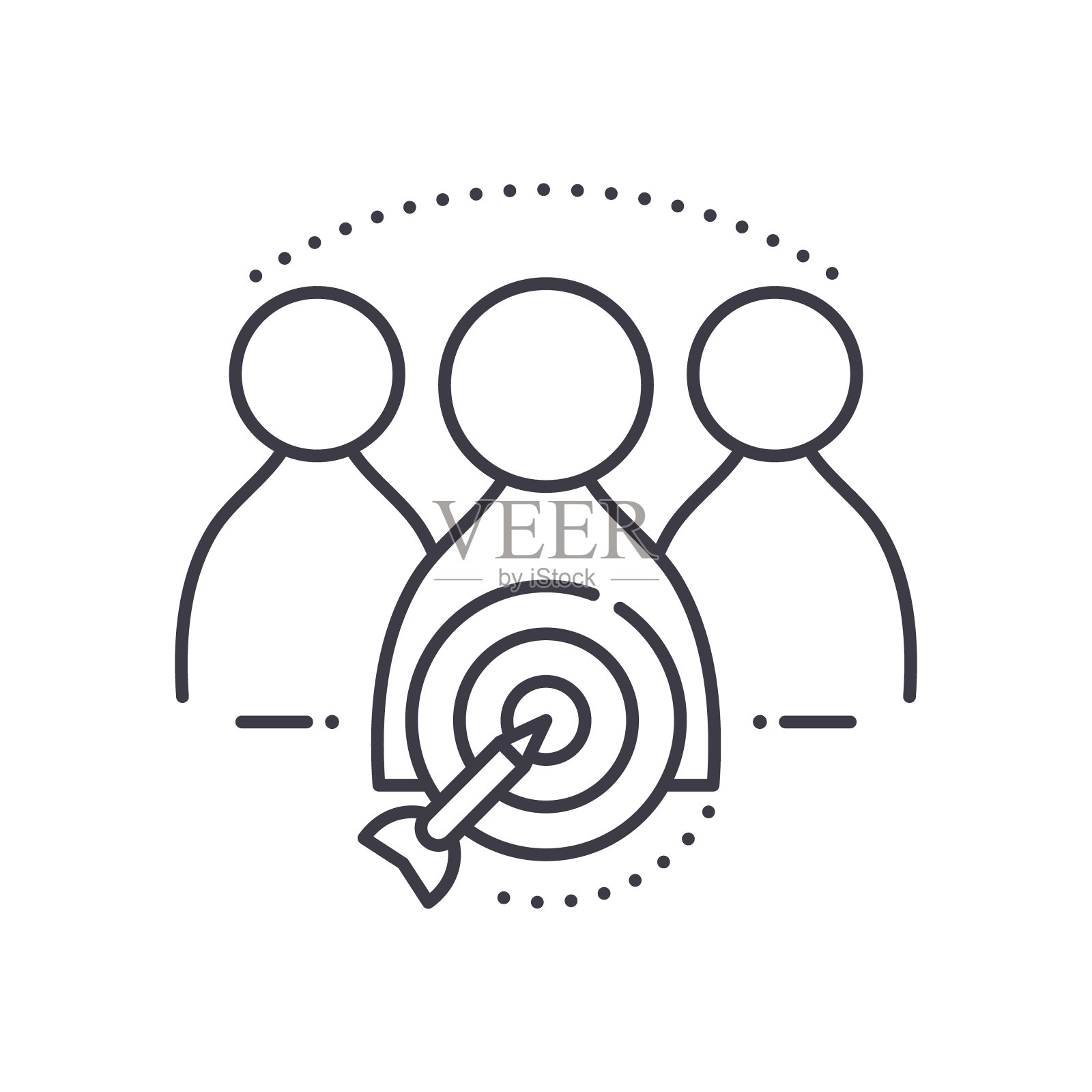 社会营销cpi图标，线性孤立的插图，细线矢量，网页设计标志，轮廓概念符号与可编辑的白色背景笔触。插画图片素材