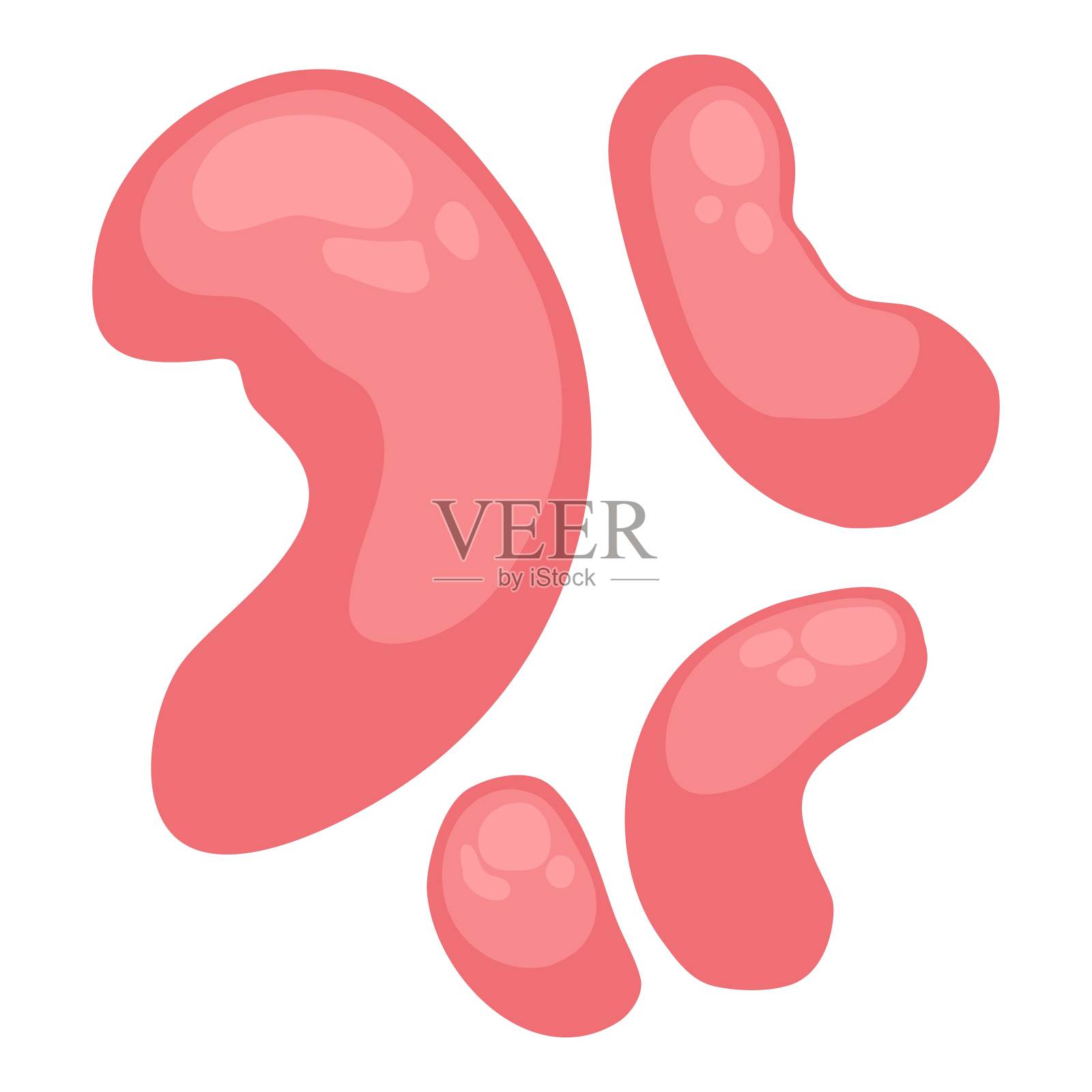 红色细菌细菌图标，卡通风格插画图片素材