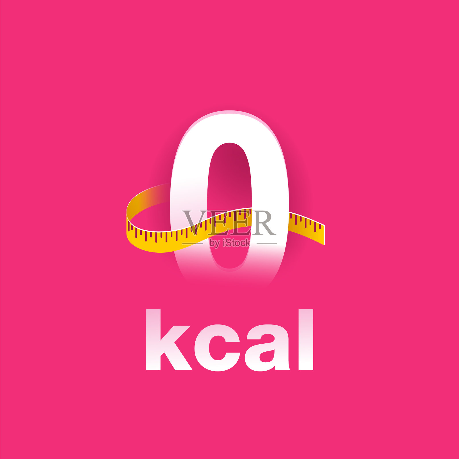 0千卡标语表示零卡路里减肥食品插画图片素材