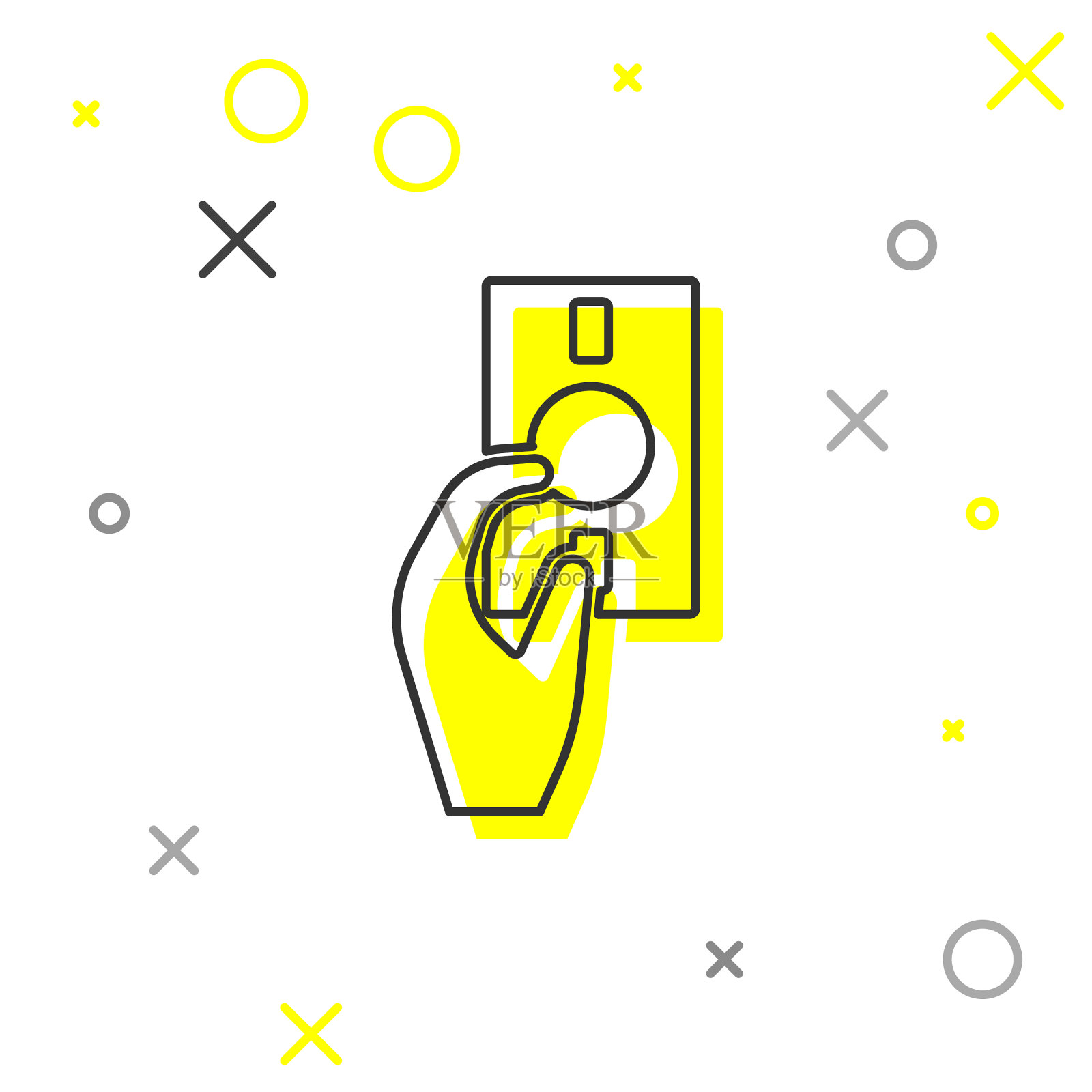 灰色线手拿钱图标孤立上图标素材