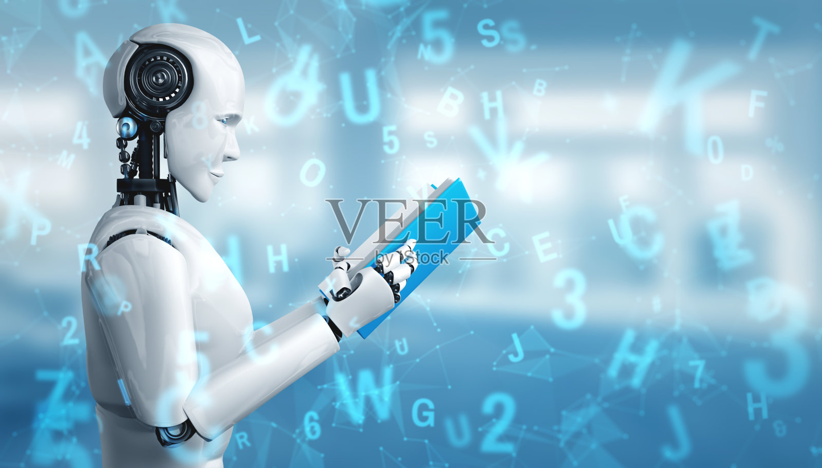 机器人人形3D插画阅读书籍插画图片素材