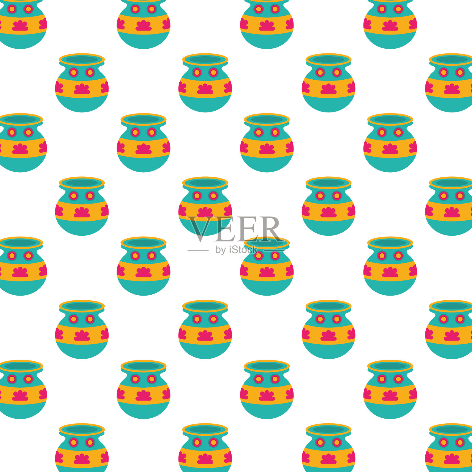 陶瓷花盆都有装饰图案插画图片素材