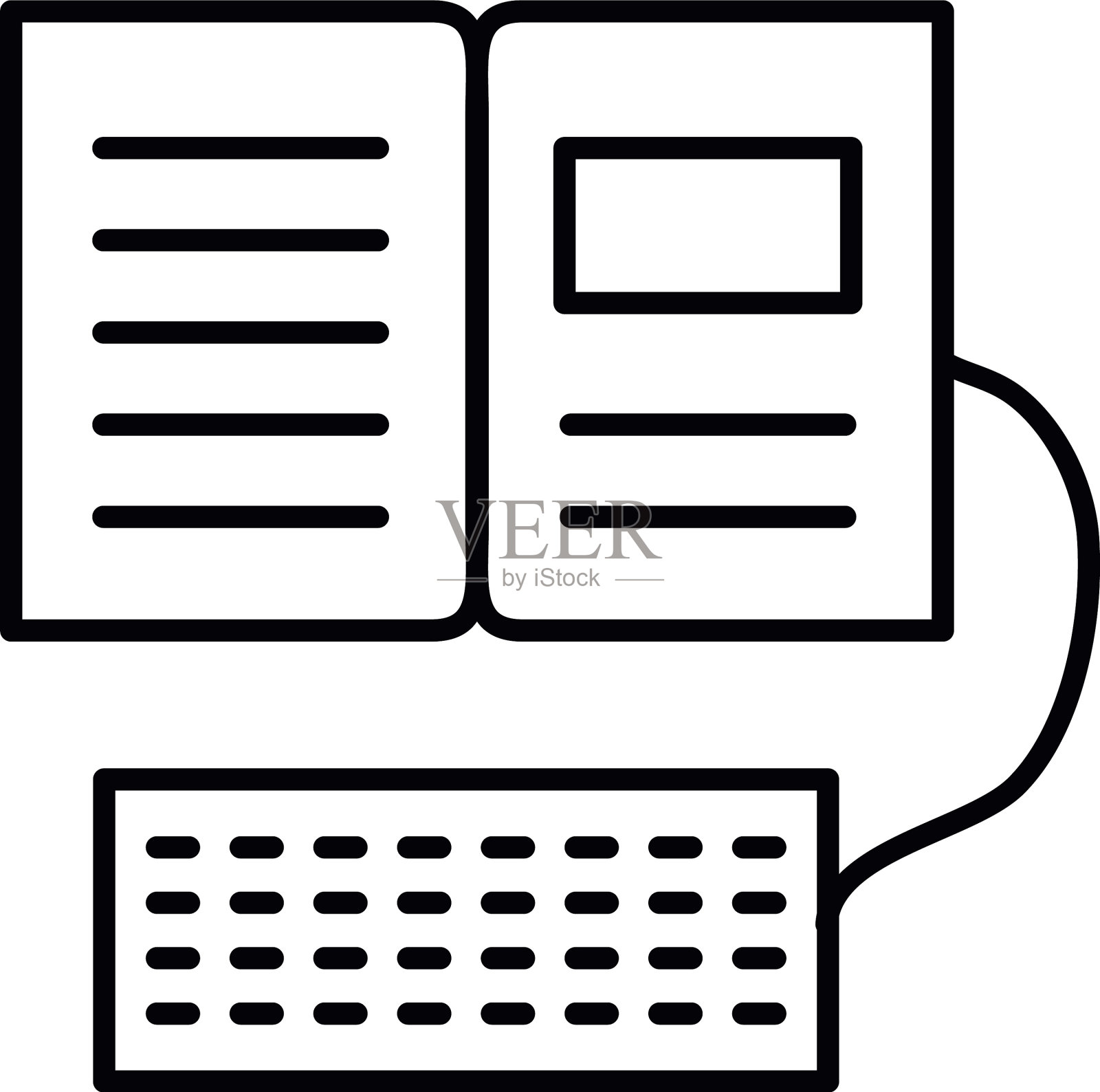 在线教育概念书与键盘图标图标素材