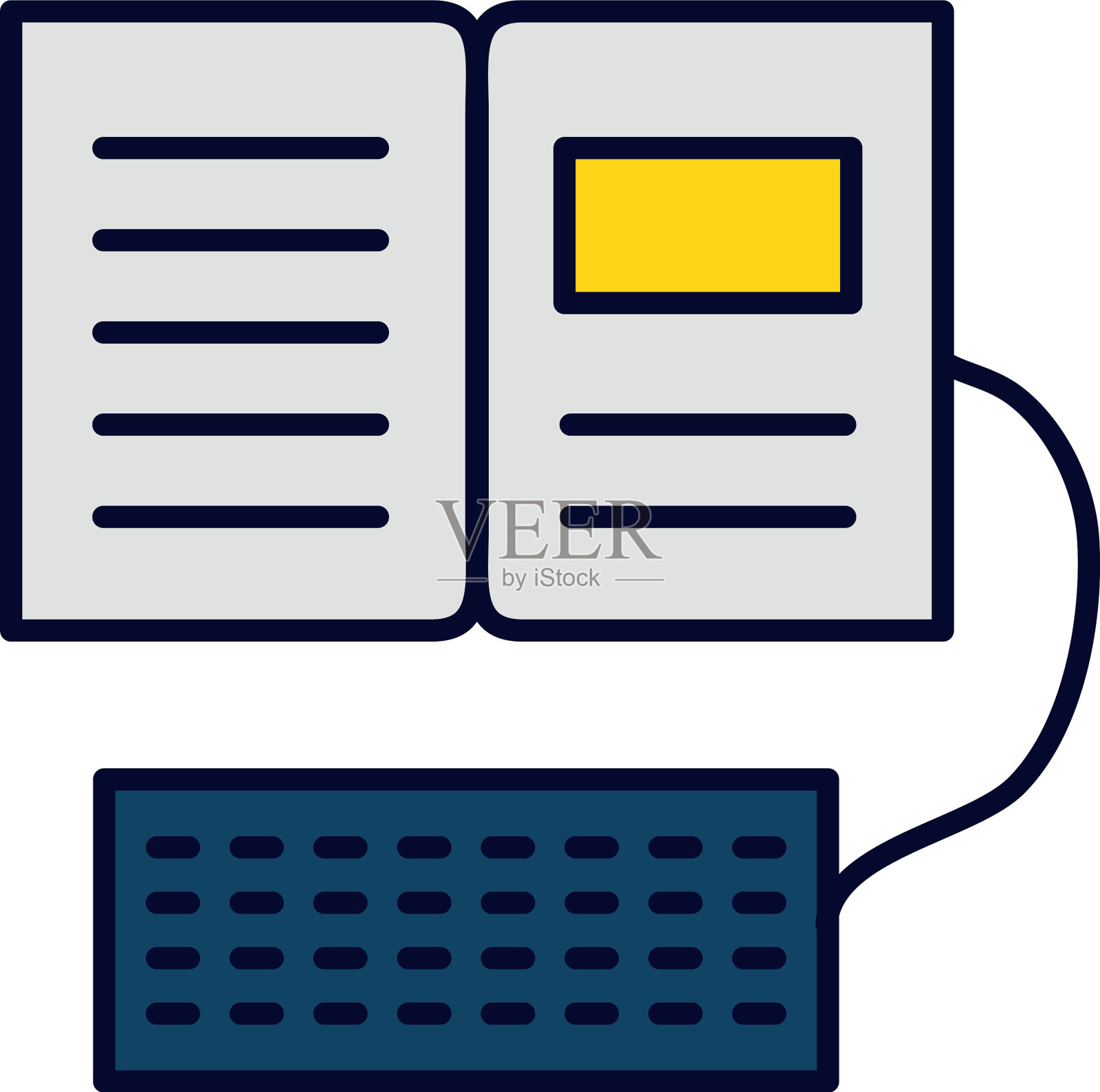 在线教育概念书与键盘图标图标素材