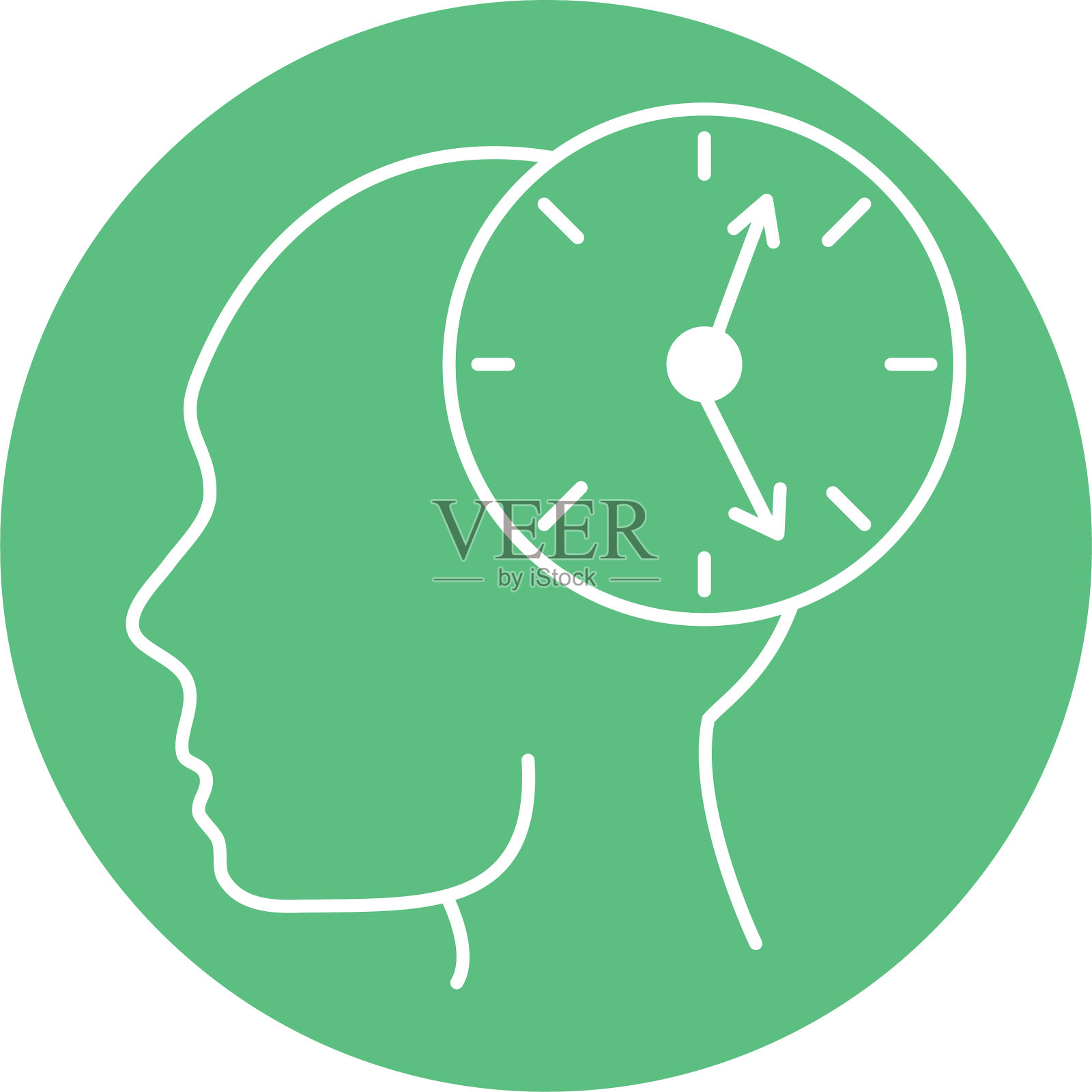 阿尔茨海默病患者在侧面时钟时间设计元素图片