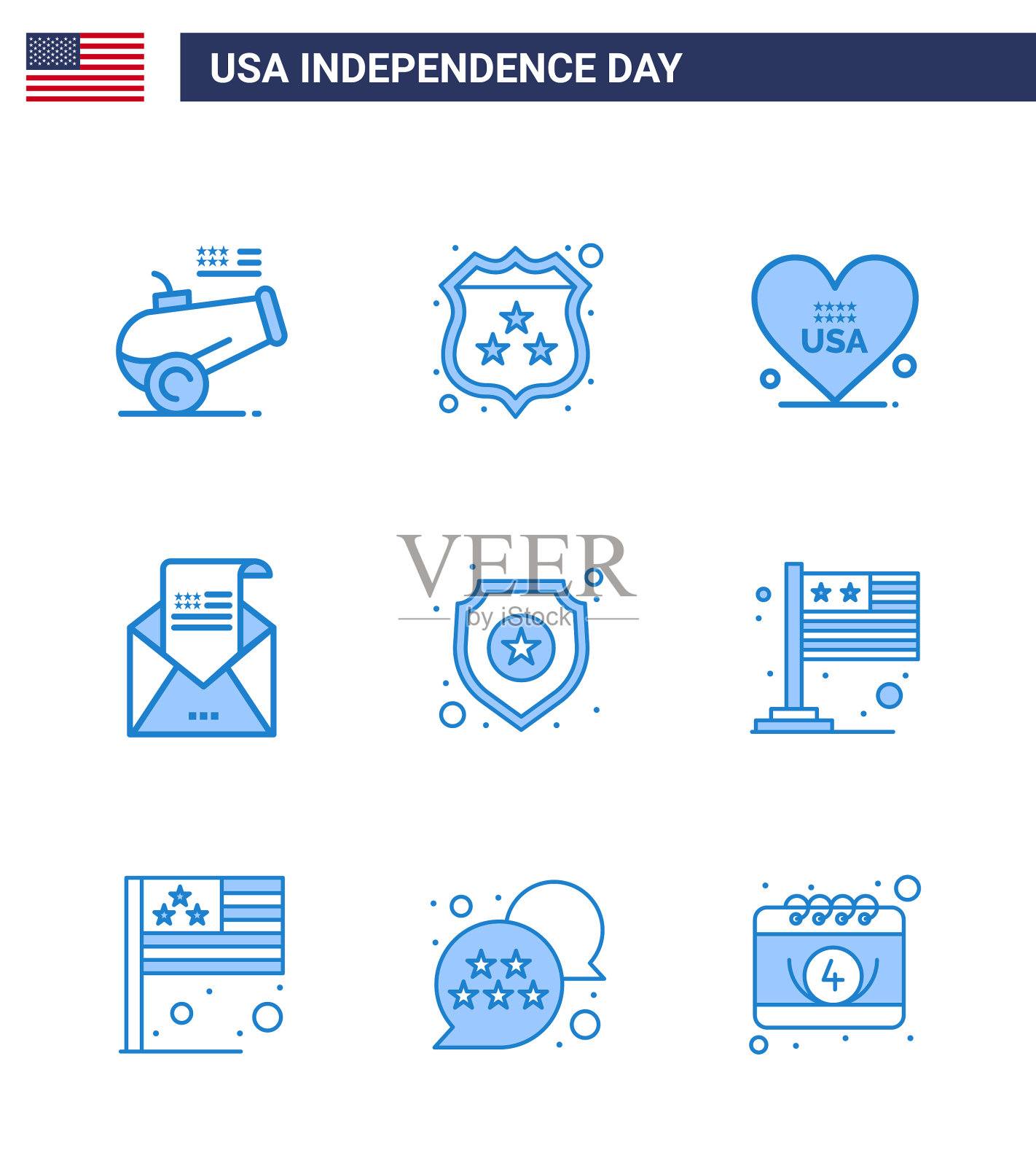 美国蓝色标志着独立日庆祝活动插画图片素材