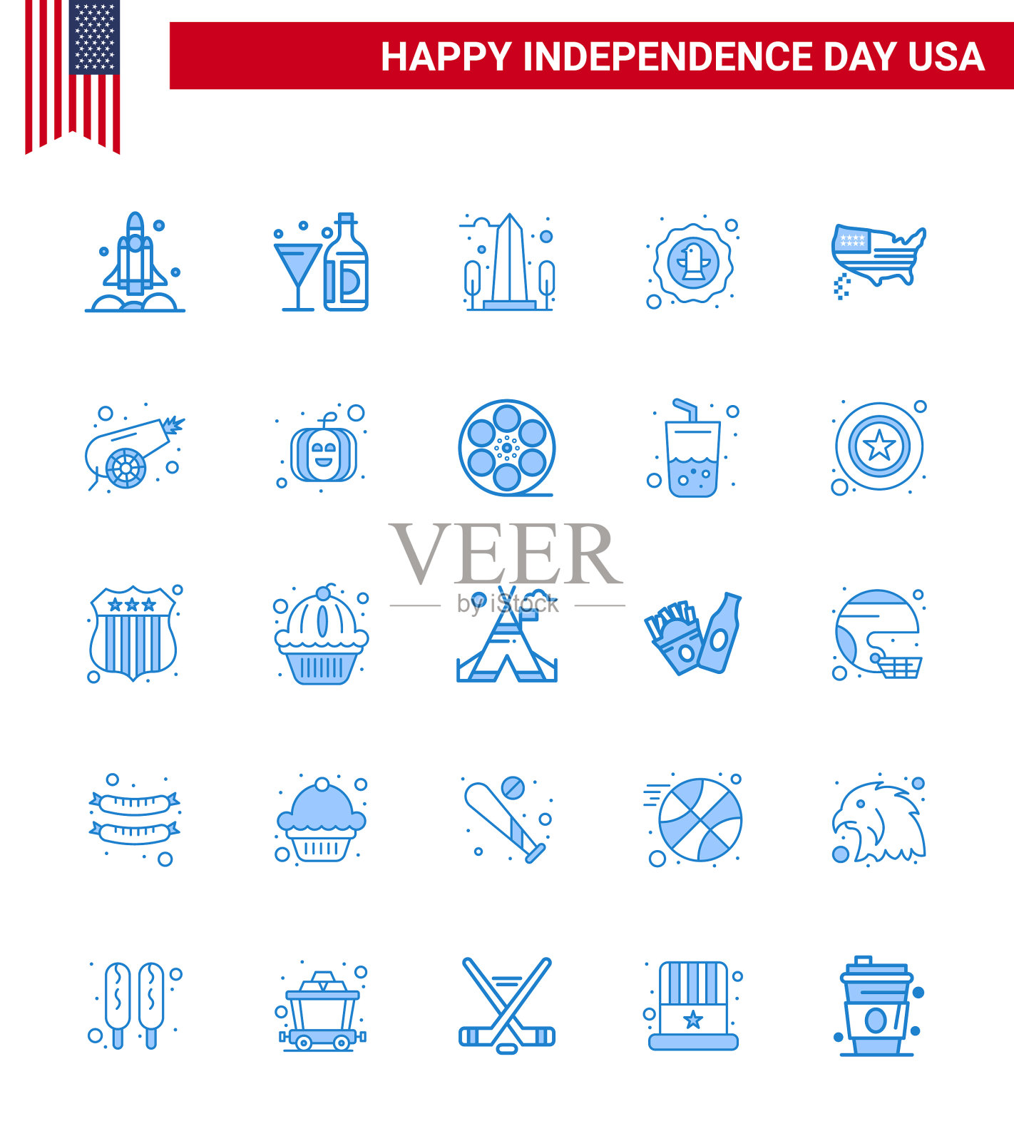 设置25现代布鲁斯包美国独立插画图片素材