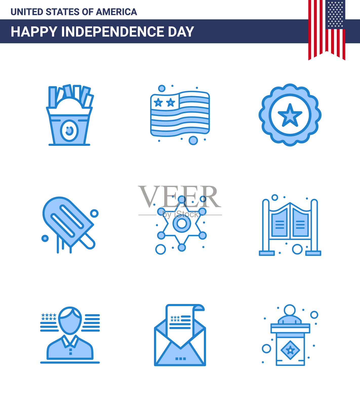 美国独立日快乐插画图片素材
