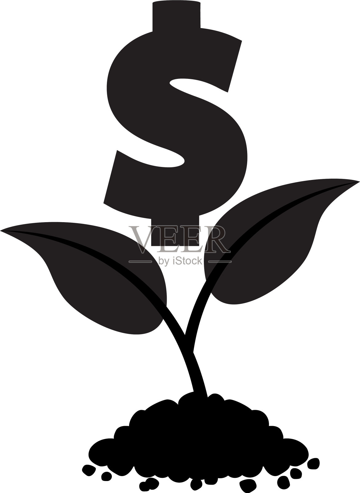 植物与美元符号钱植物插画图片素材