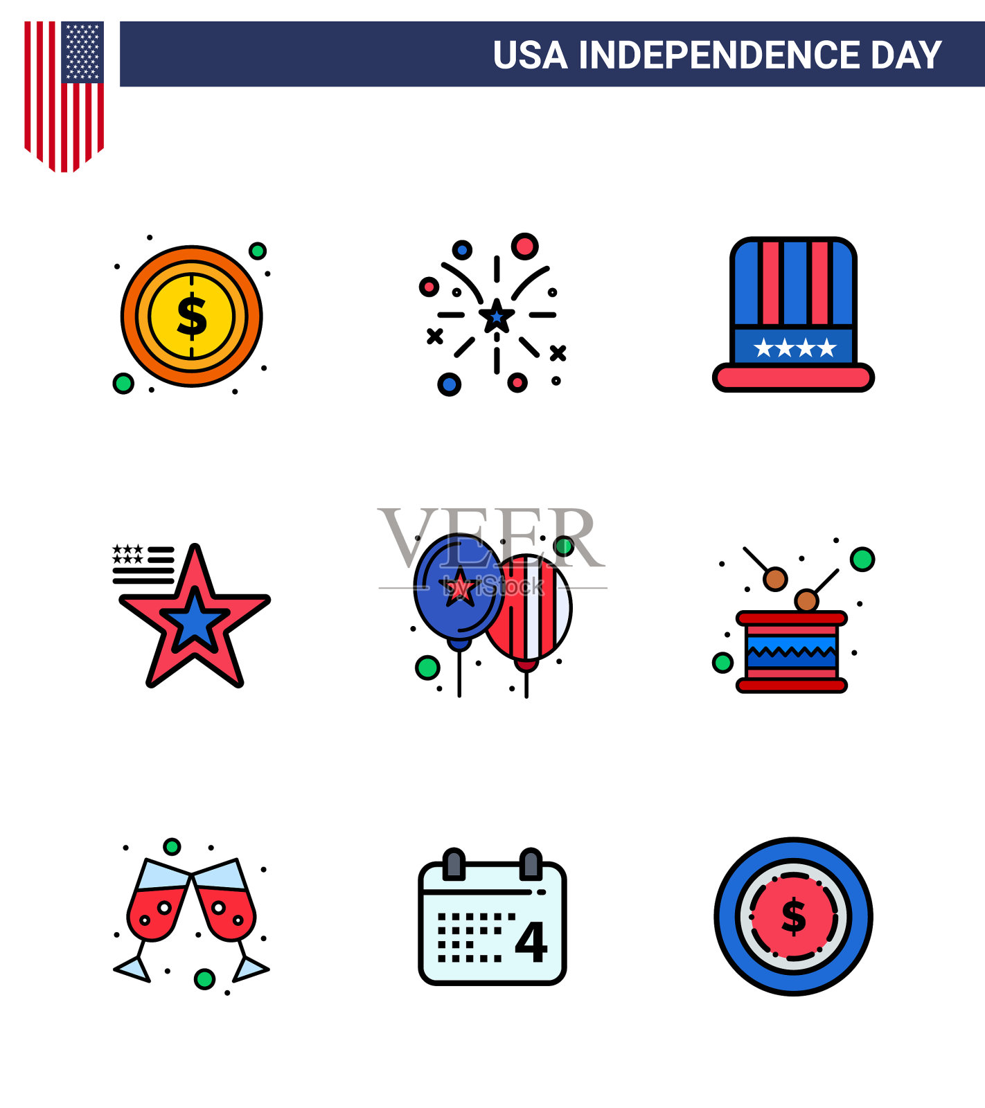 美国独立日快乐象形图9插画图片素材