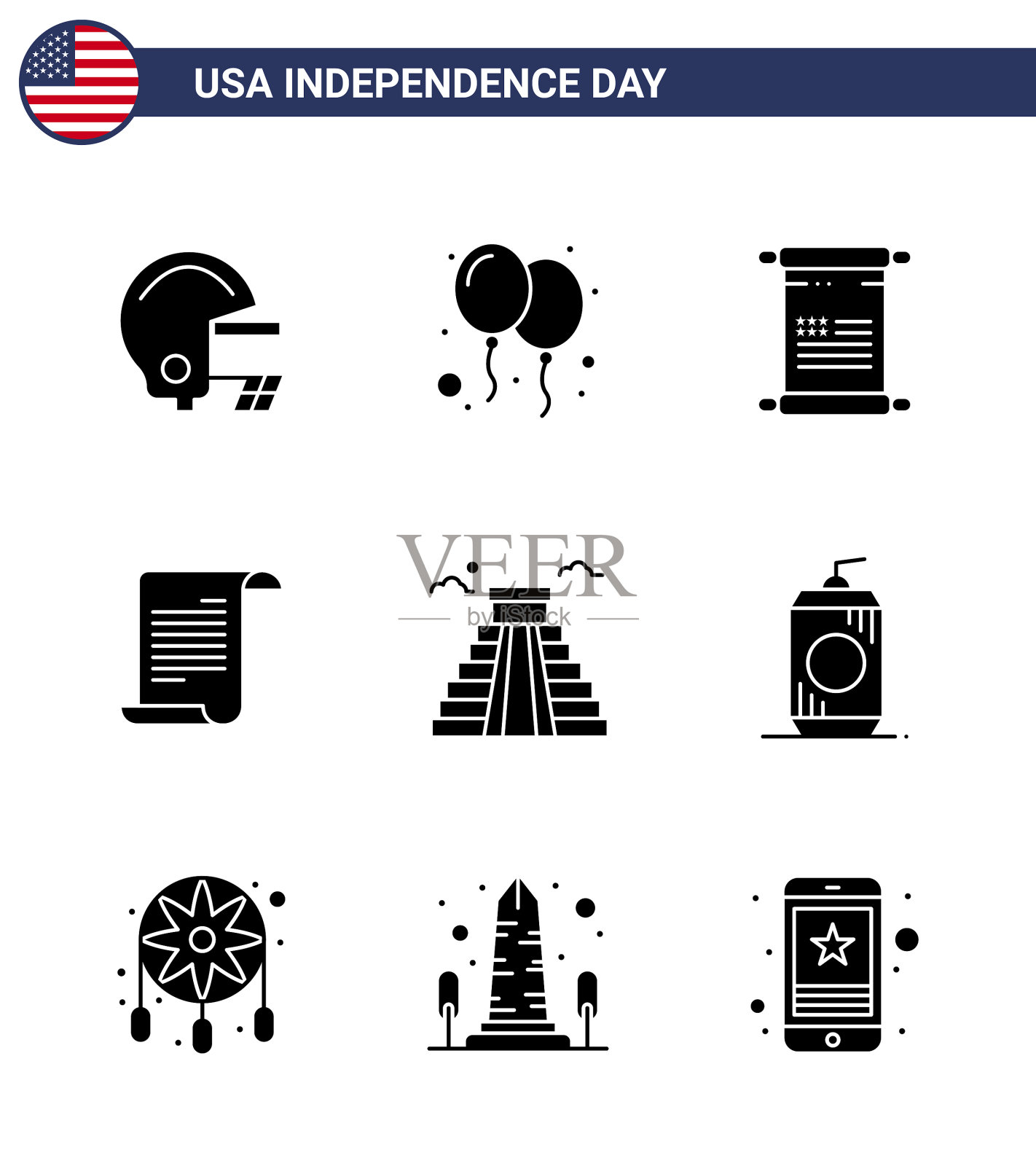 7月4日美国独立日快乐的标志插画图片素材