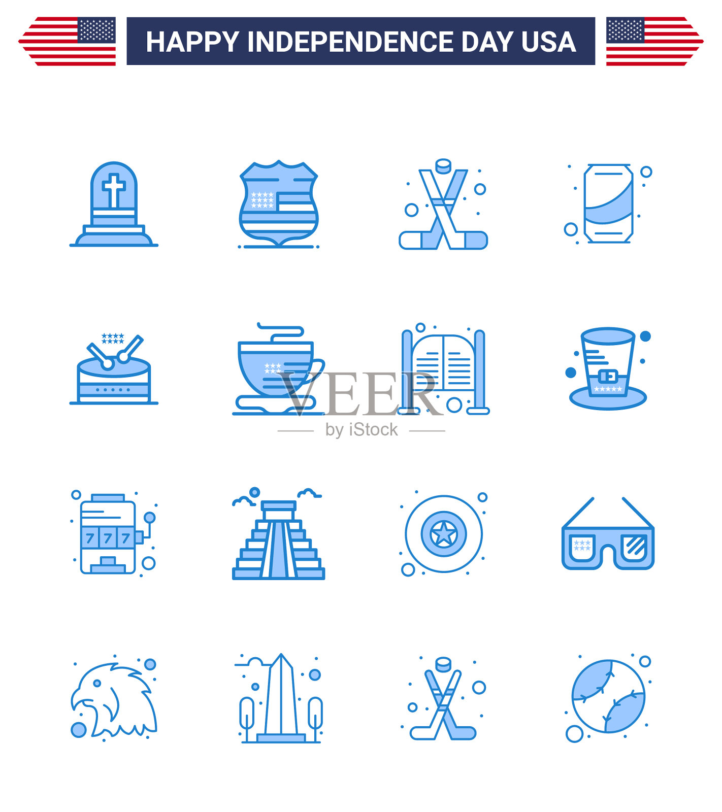 美国独立日快乐插画图片素材