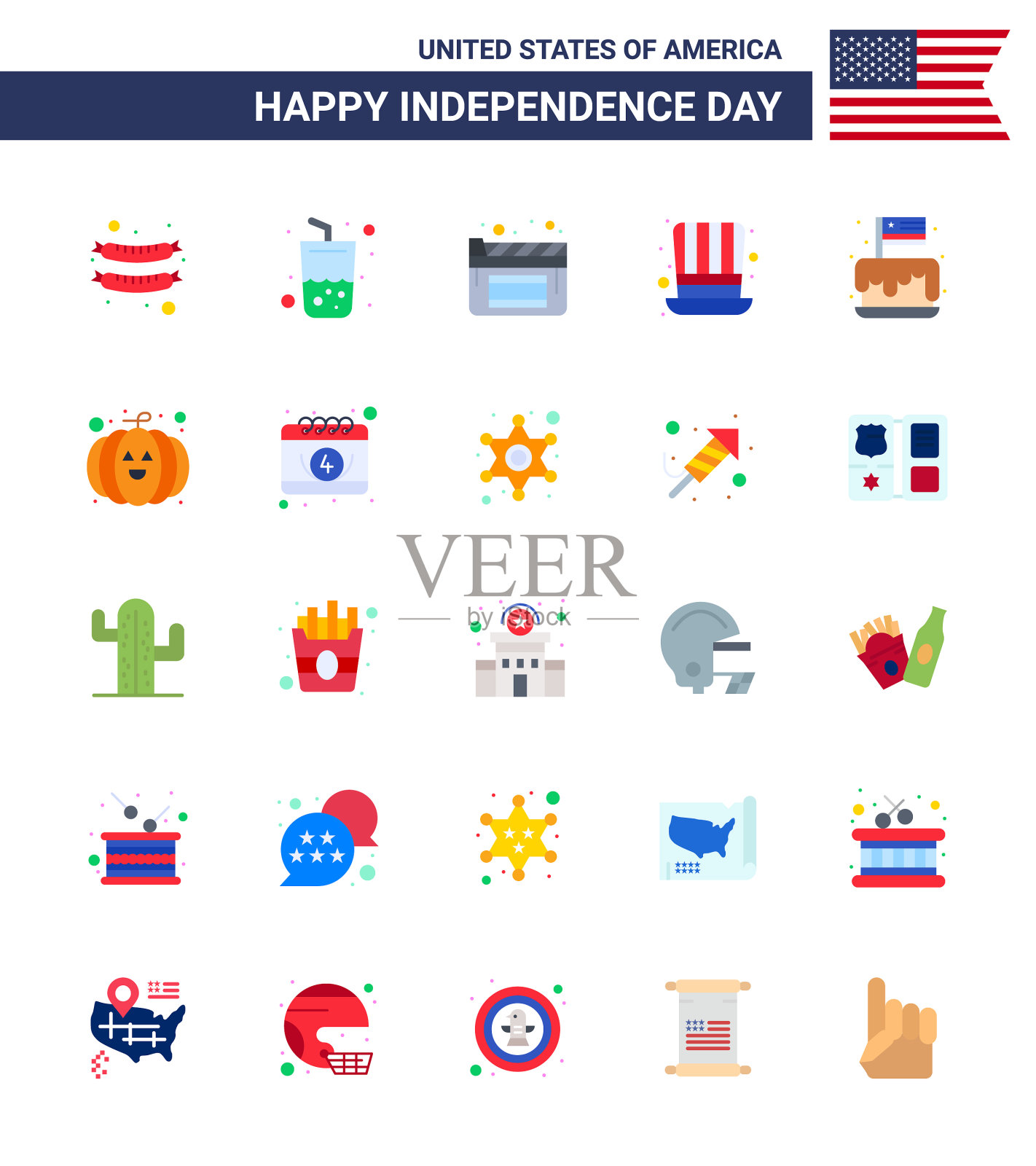 设置25现代公寓包美国独立插画图片素材