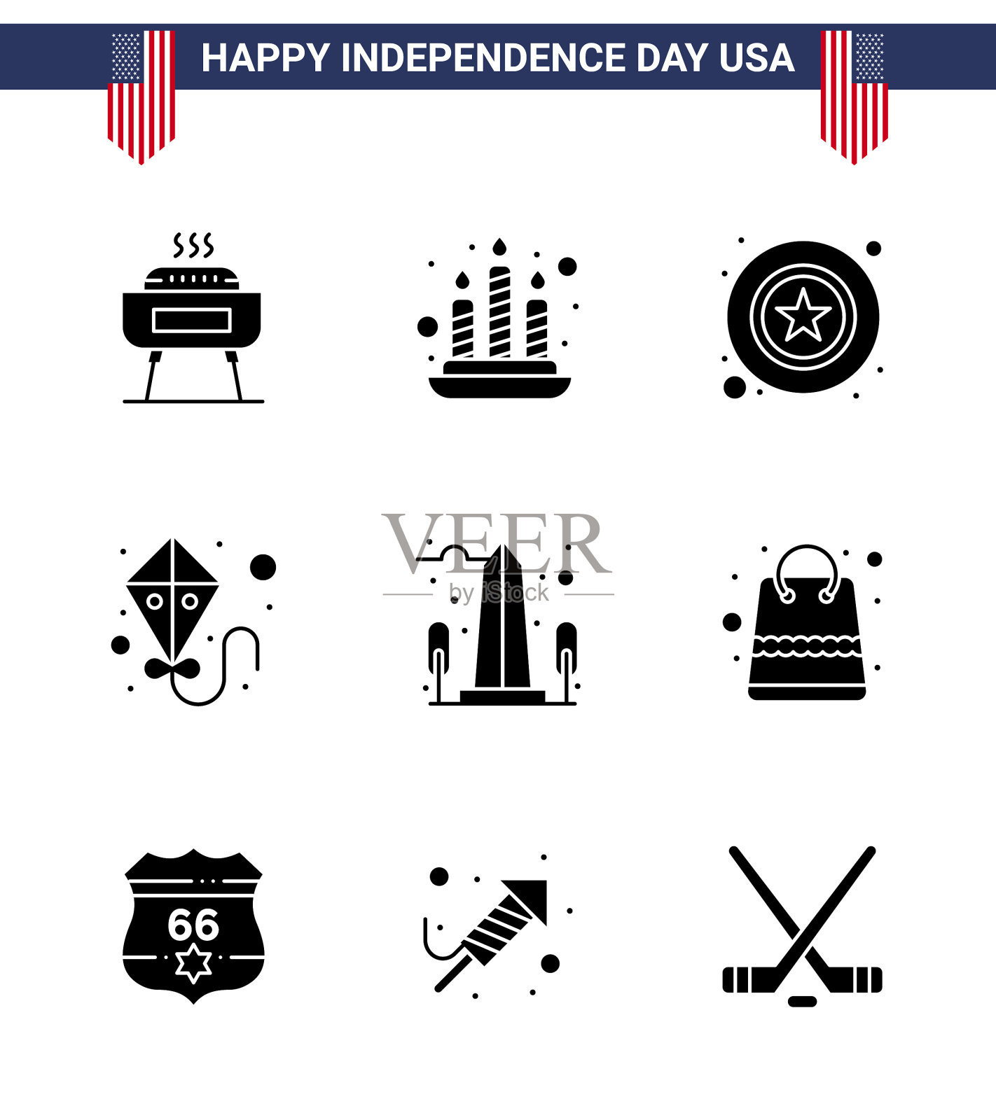 可编辑线包装美国天9简单固体插画图片素材