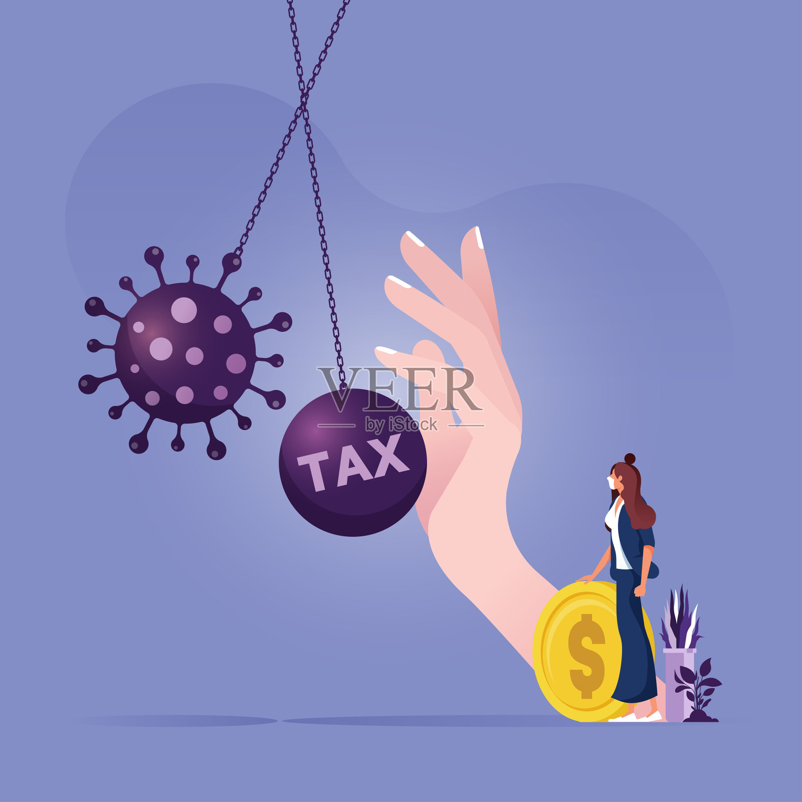 阻止冠状病毒COVID-19大流行引发金融危机插画图片素材