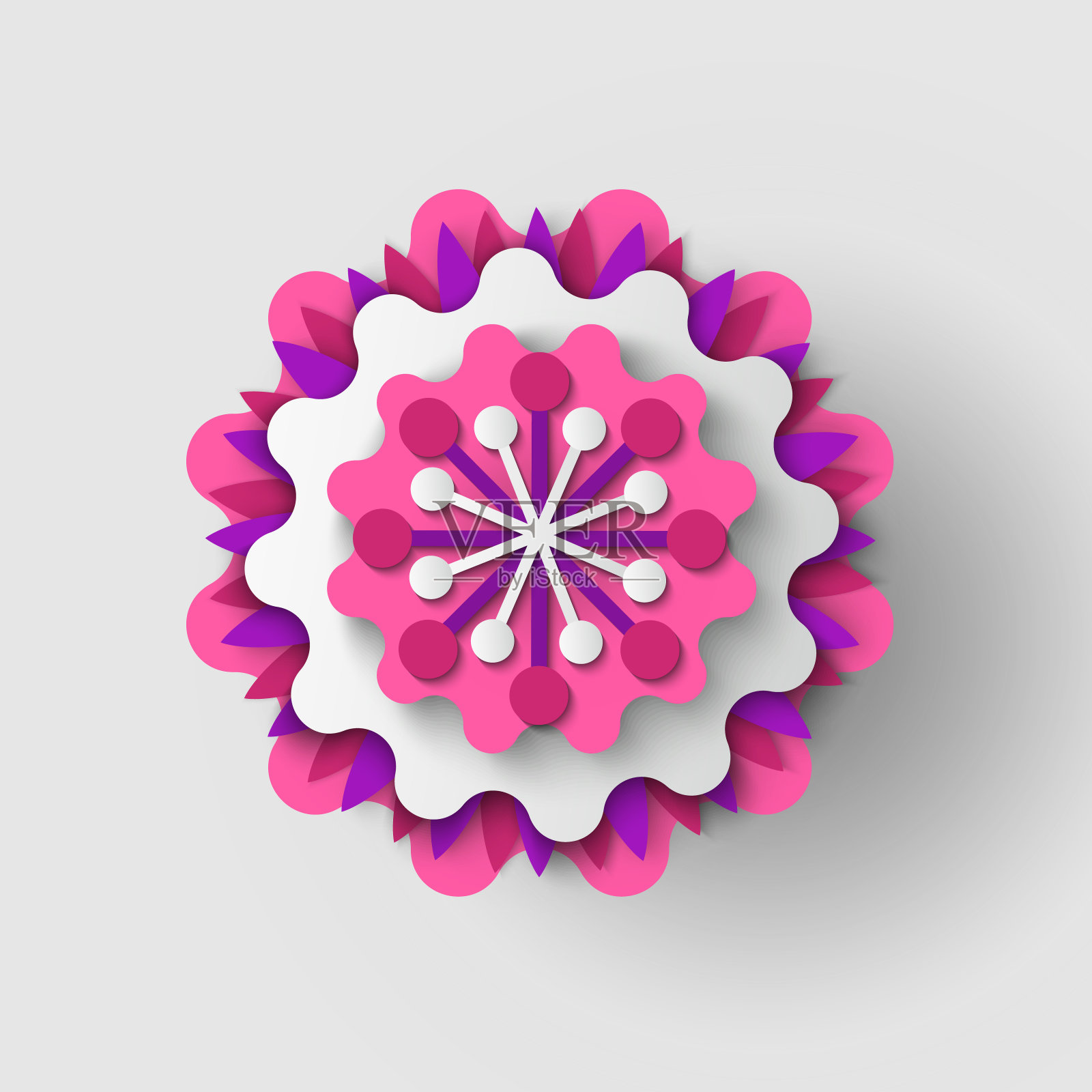 剪纸花折纸芽矢量插图插画图片素材