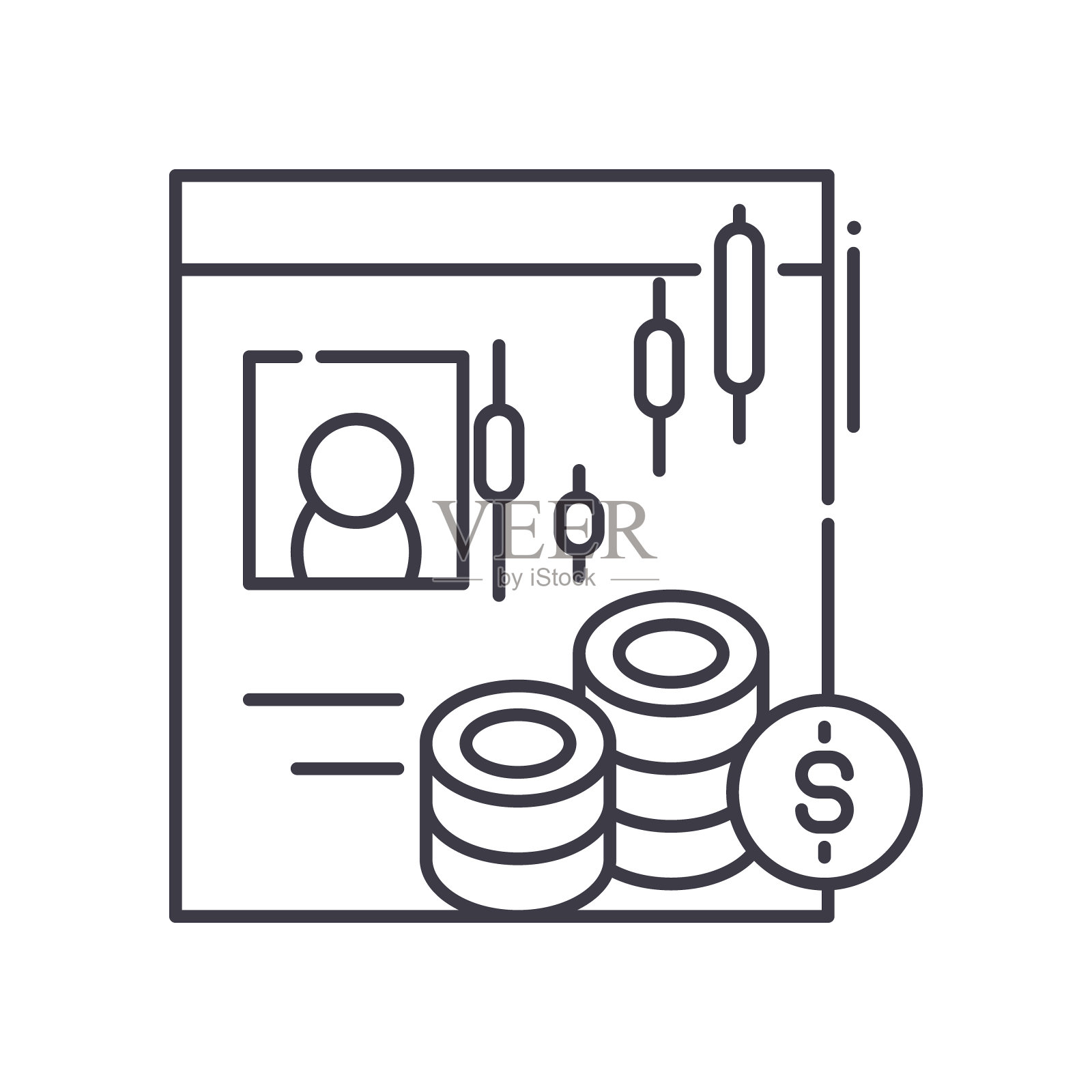 交易帐户图标，线性孤立的插图，细线矢量，网页设计标志，轮廓概念符号与可编辑的笔触在白色的背景。插画图片素材