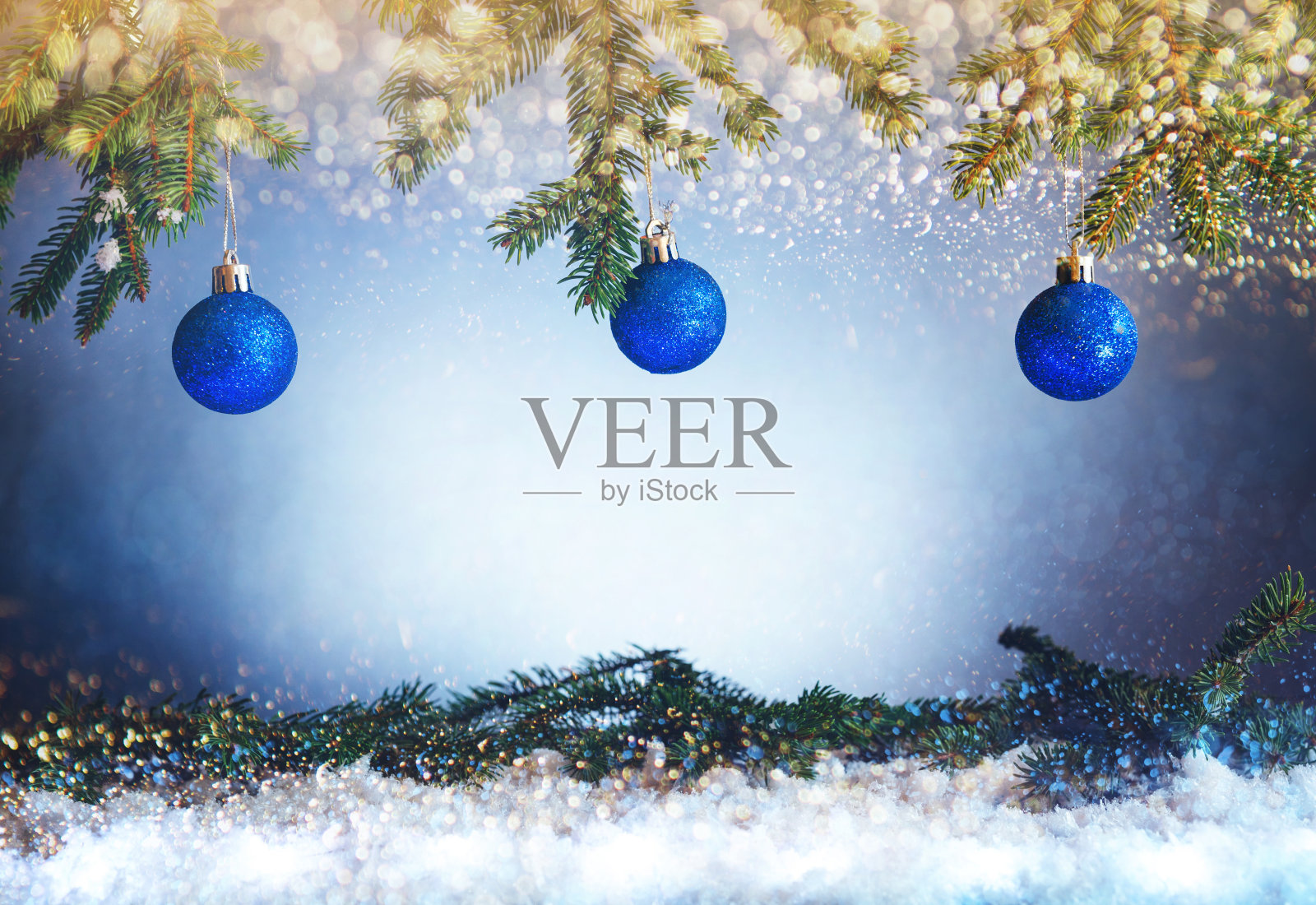 抽象的圣诞装饰横幅与复制空间。照片摄影图片