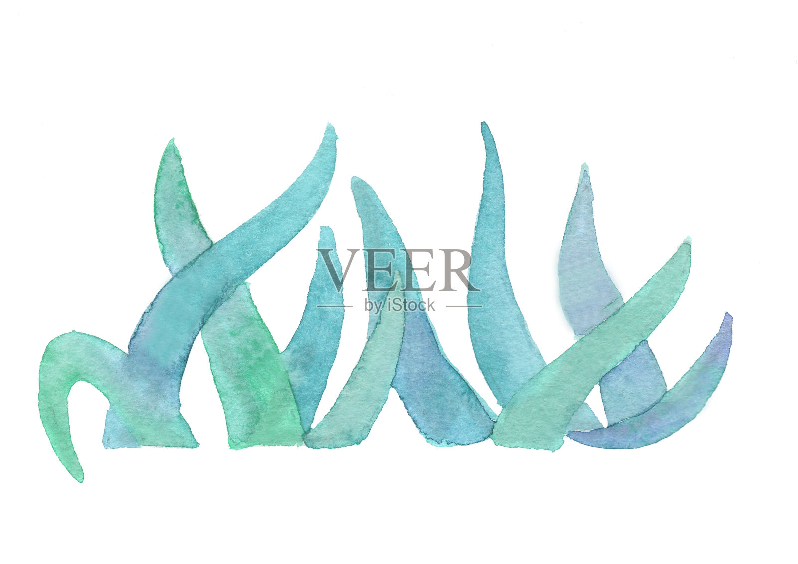 手绘水彩叶子孤立的边界上的白色背景。贺卡模板。插画图片素材