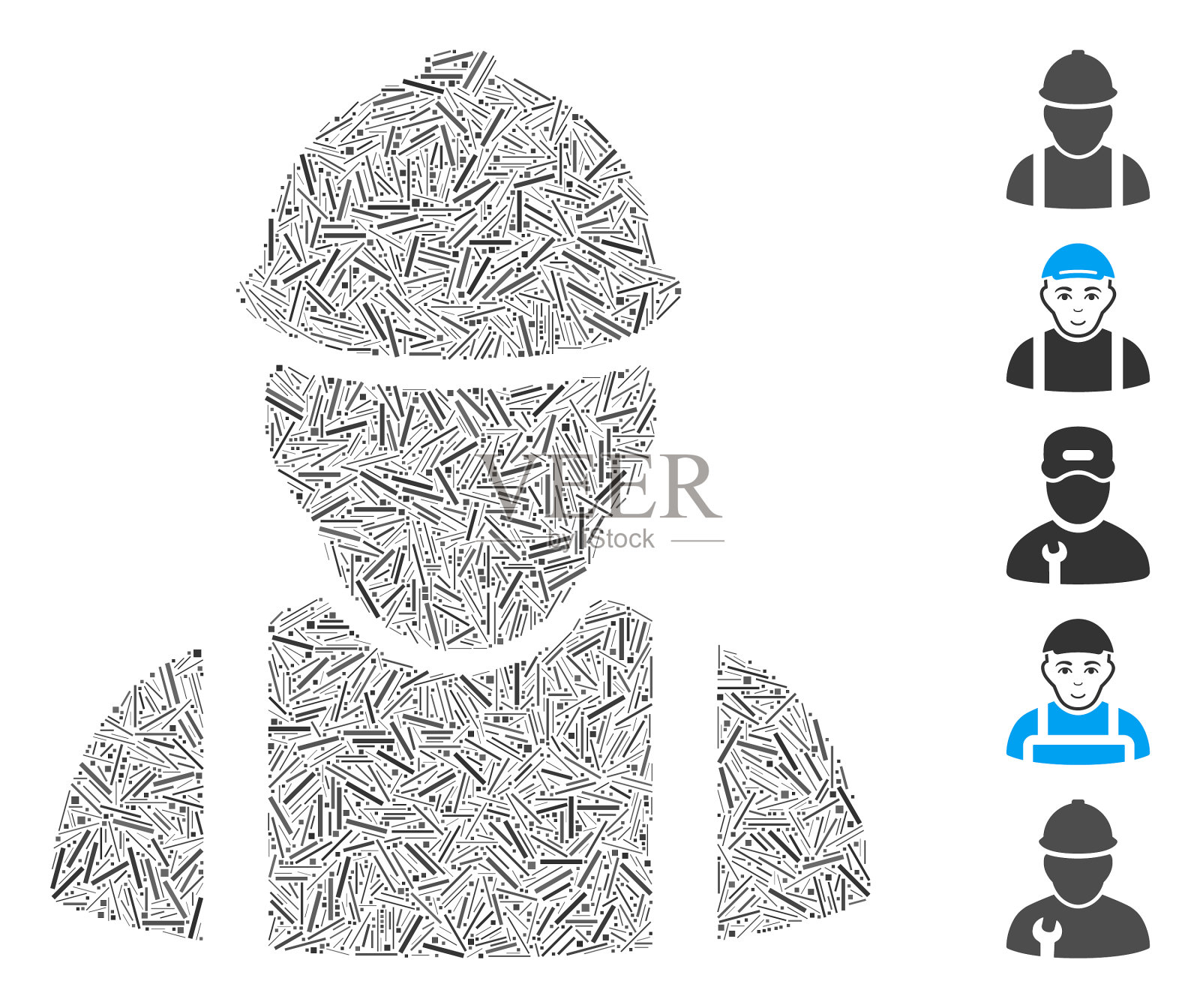 Hatch拼贴建设者图标插画图片素材