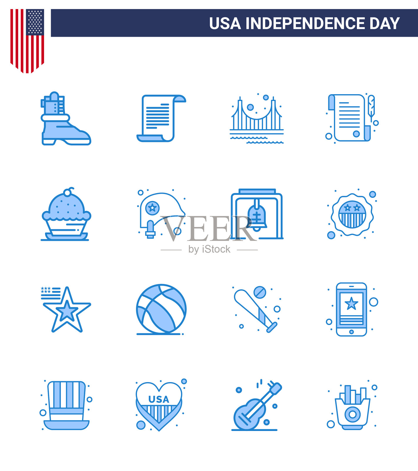 16组蓝调定于独立日插画图片素材