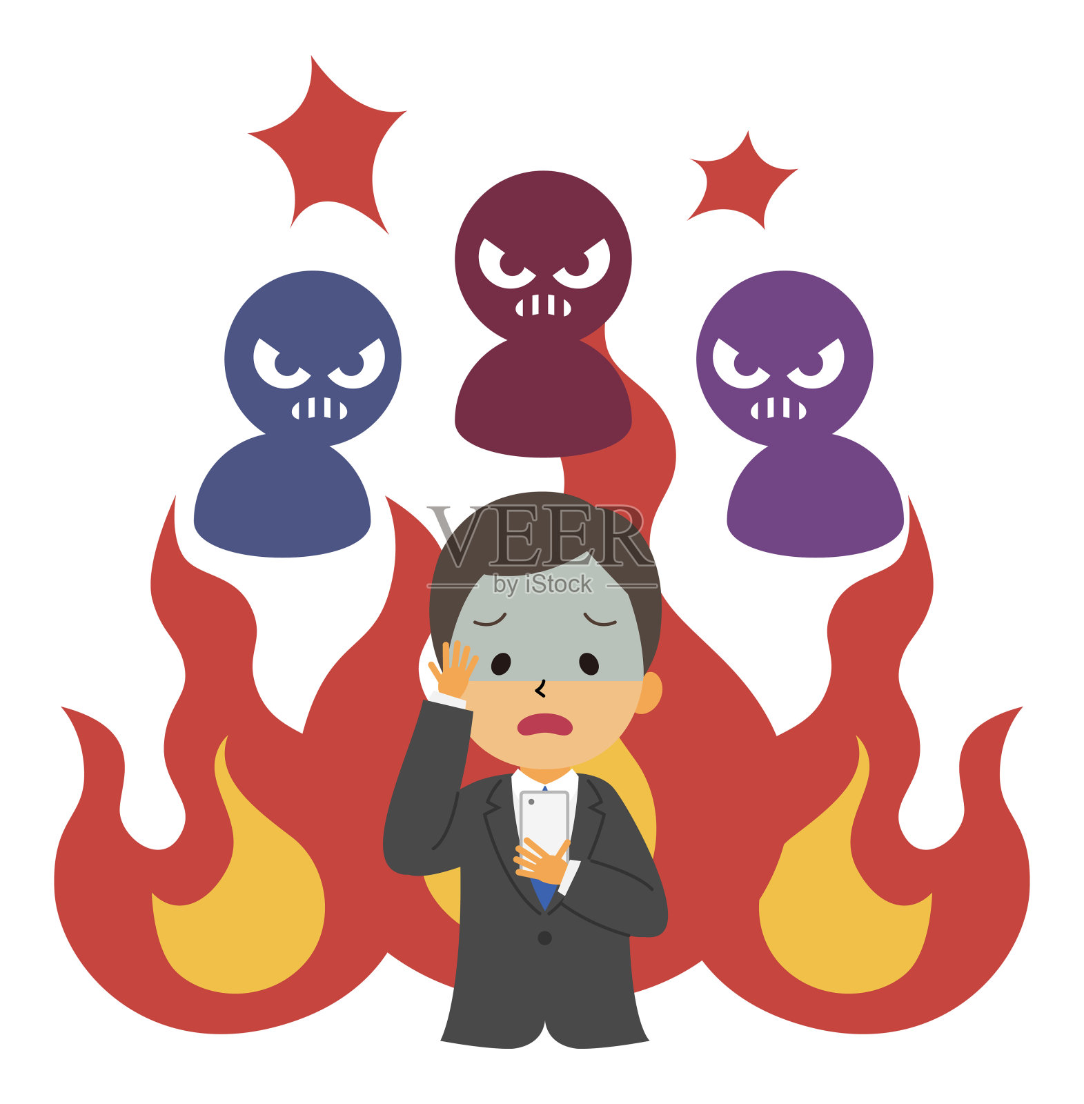 一个在网上遇到麻烦的人插画图片素材