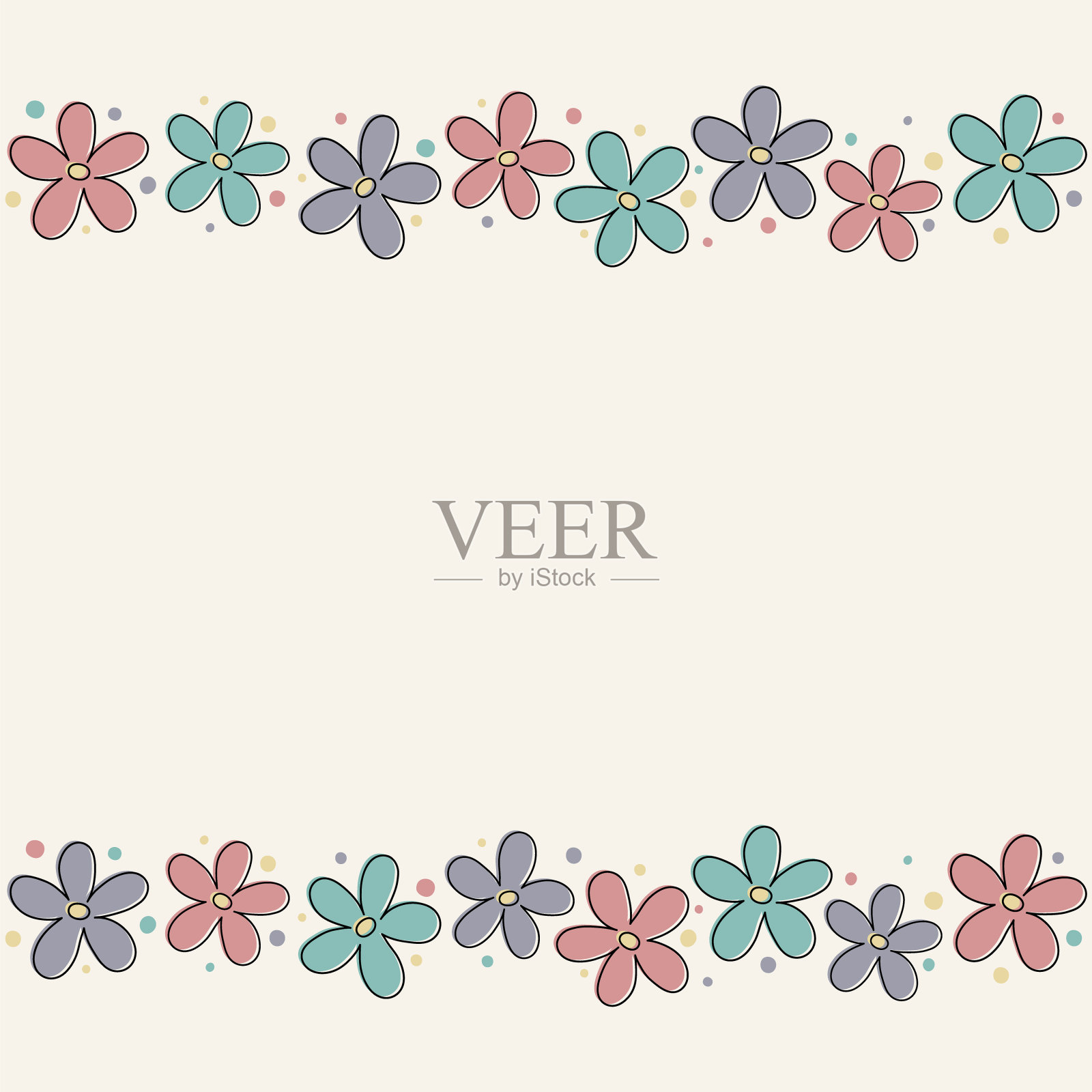 概念卡与彩色花朵和copyspace。母亲节、妇女节和情人节的背景。向量插画图片素材