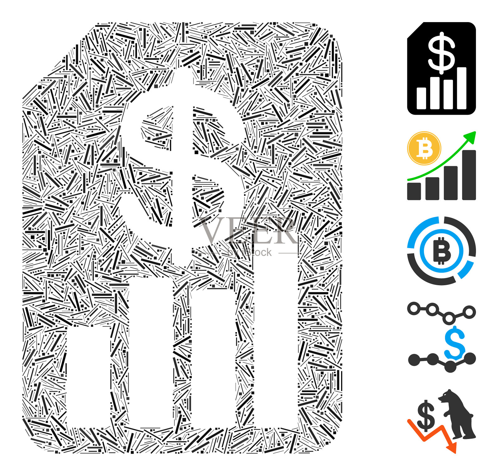 线马赛克财务报告图标插画图片素材