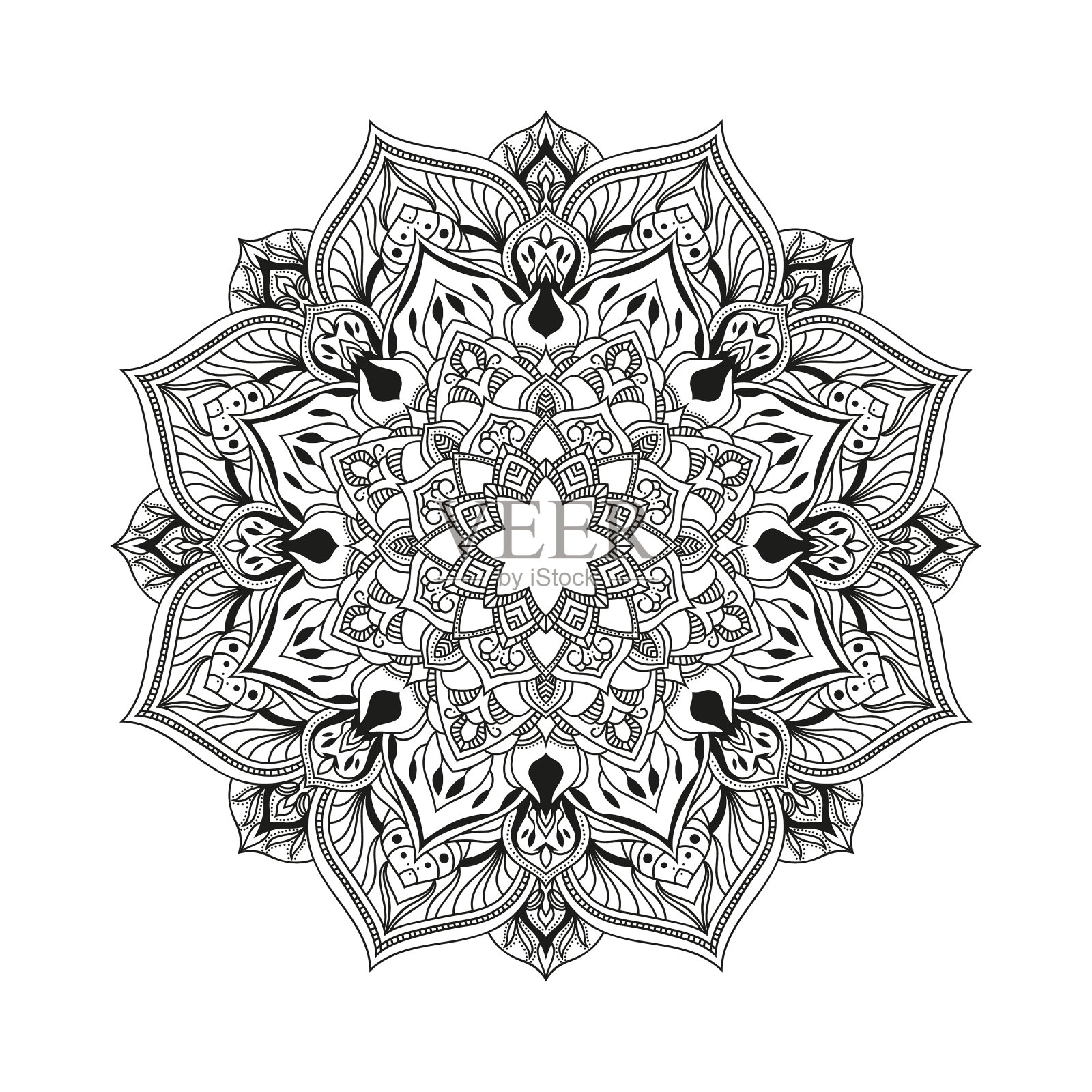 手绘花卉曼陀罗设计元素图片